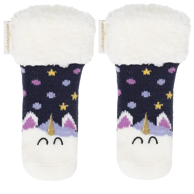 isotoner-chaussettes-fourr-es-enfant-marine-licorne-1-8-ans image 1