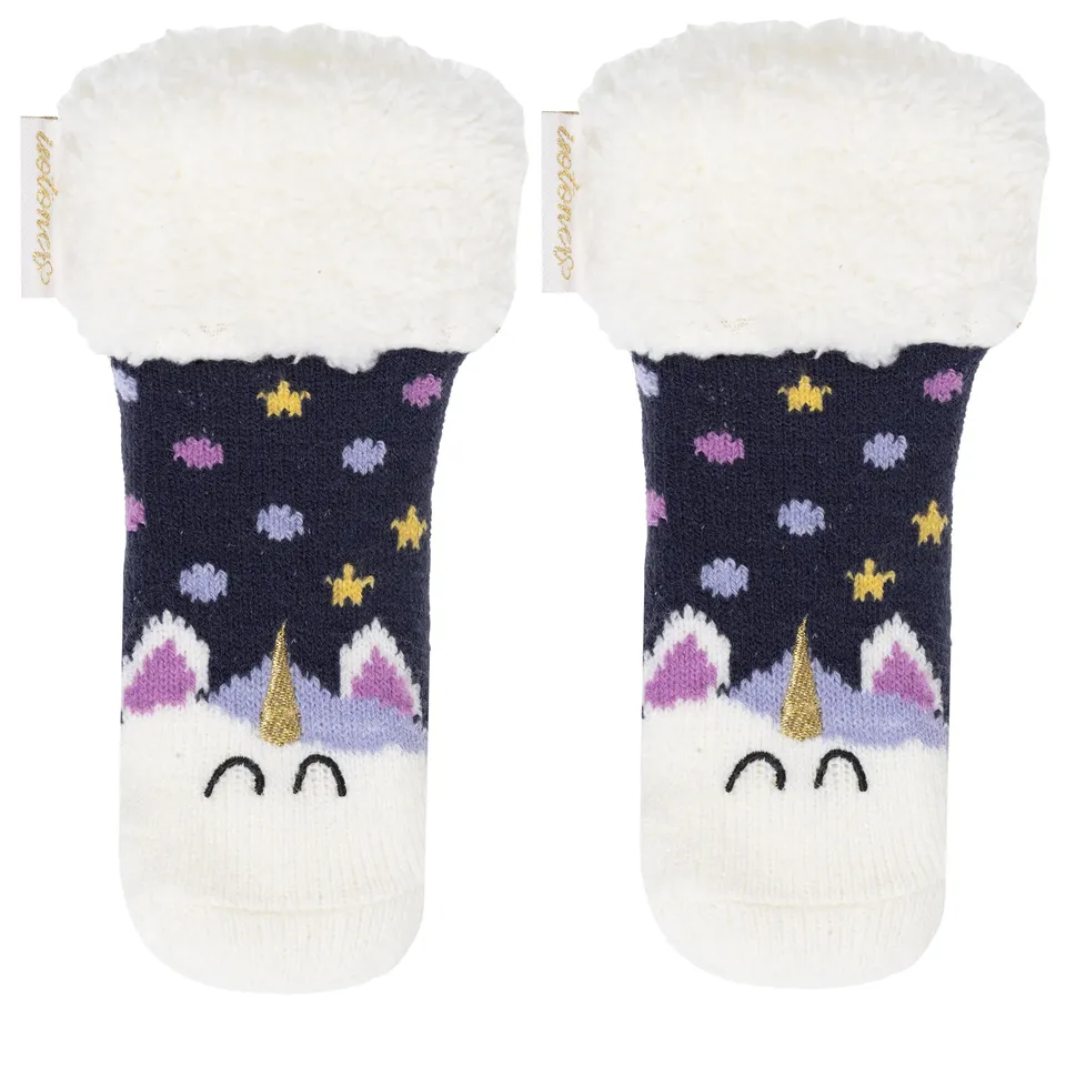 isotoner-chaussettes-fourr-es-enfant-marine-licorne-1-8-ans image 1