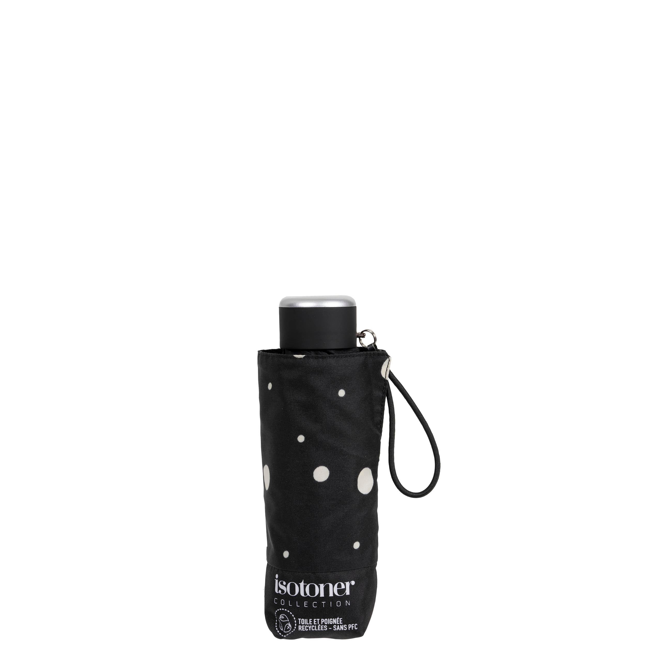 isotoner-parapluie-mini-slim-pois-noir-jaune image 4