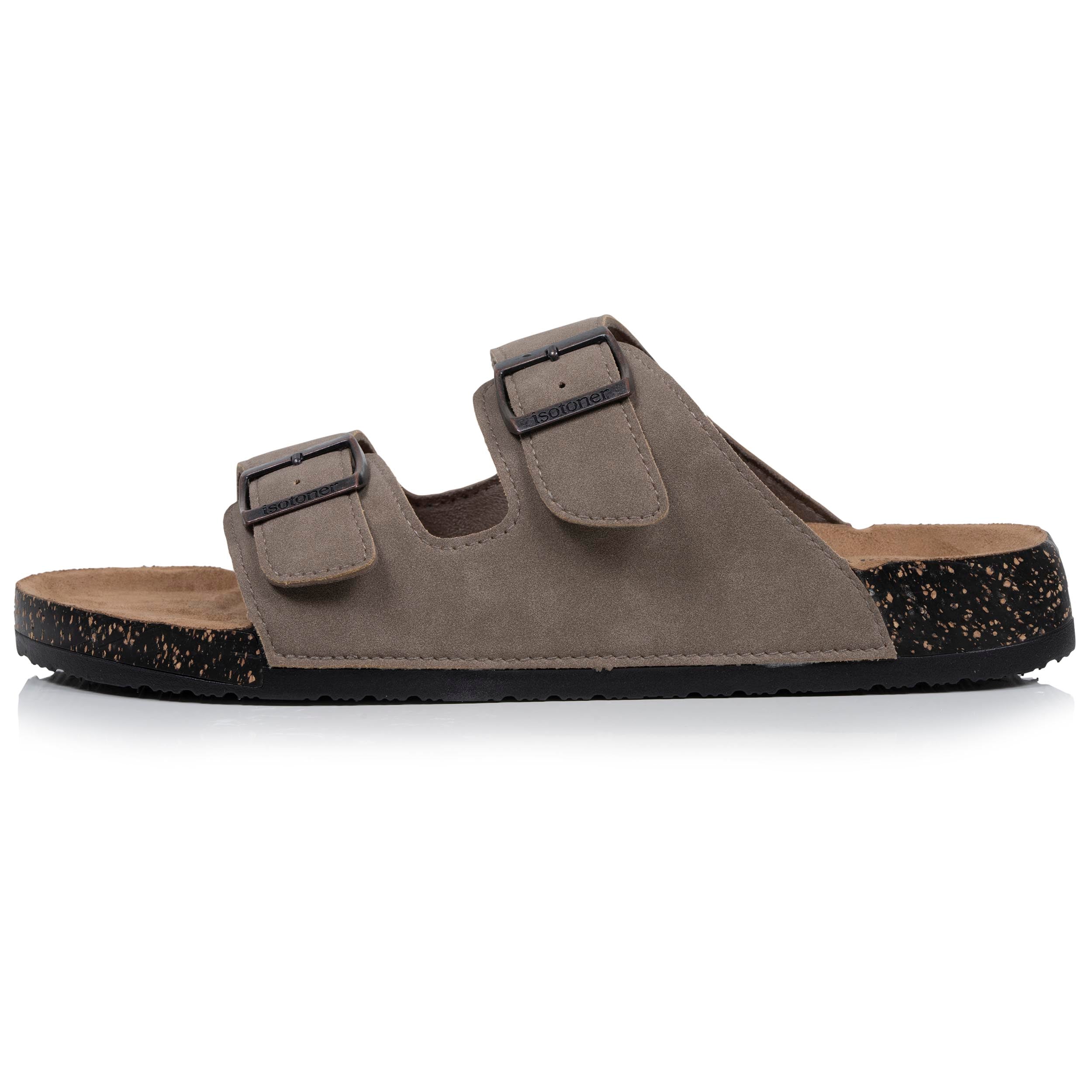 isotoner-mules-sandales-homme-double-bride-taupe-xtra-flex image 3