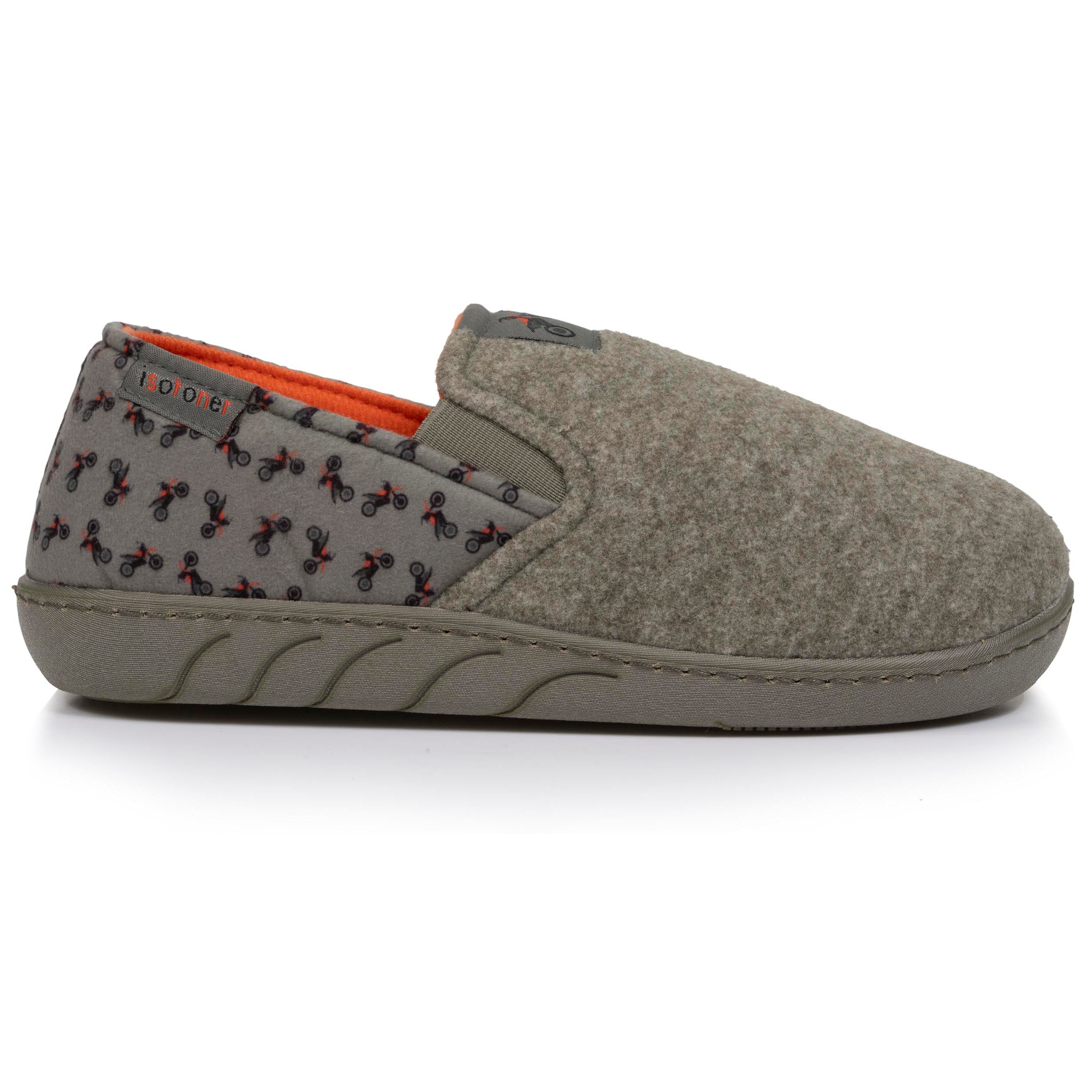 isotoner-chaussons-sans-g-nes-junior-motos-kaki-chin-semelle-gomme image 8