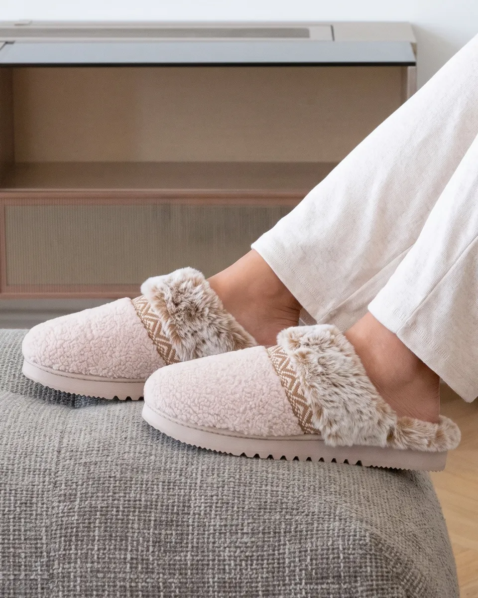 isotoner-chaussons-mules-crant-es-femme-beige image 1