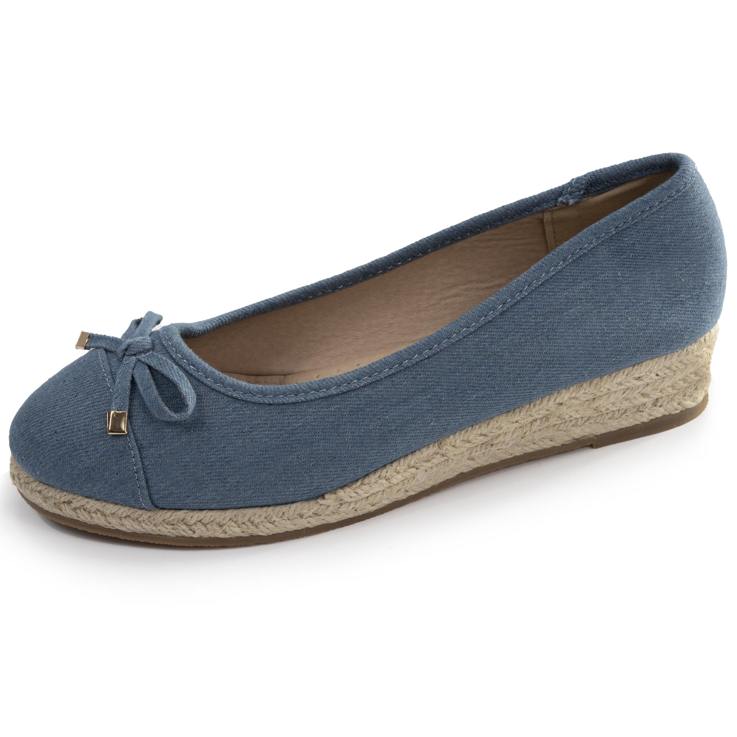 isotoner-ballerines-femme-corde-talon-compens-4cm-bleu image 1