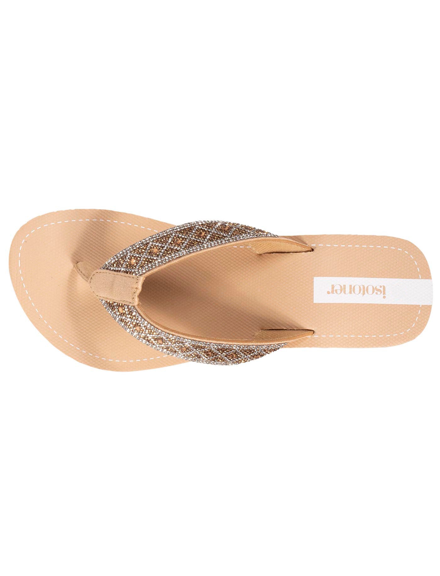 isotoner-tongs-femme-talon-paillettes-beige-4-cm image 7