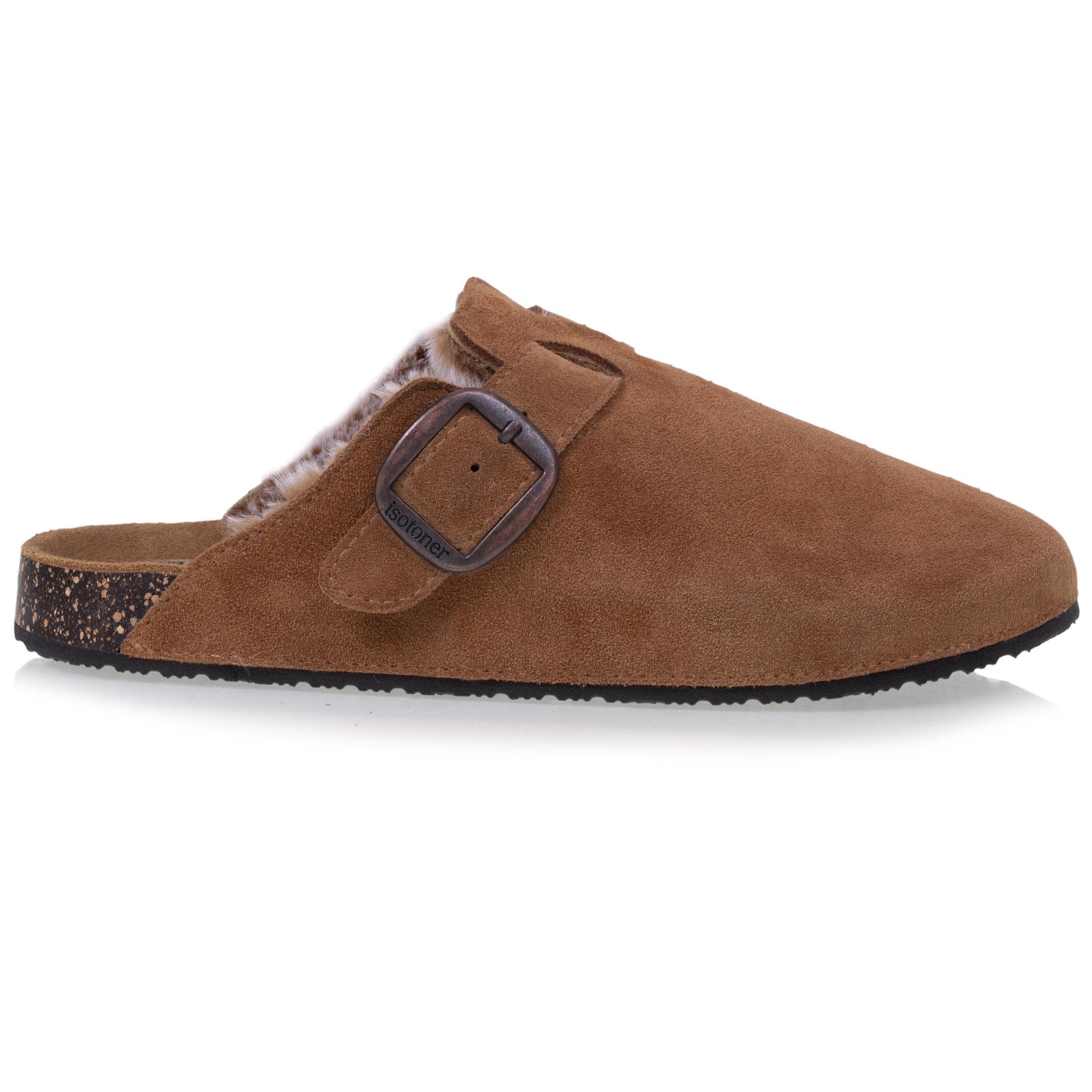 isotoner-sabots-fourr-s-cuir-femme-camel image 8