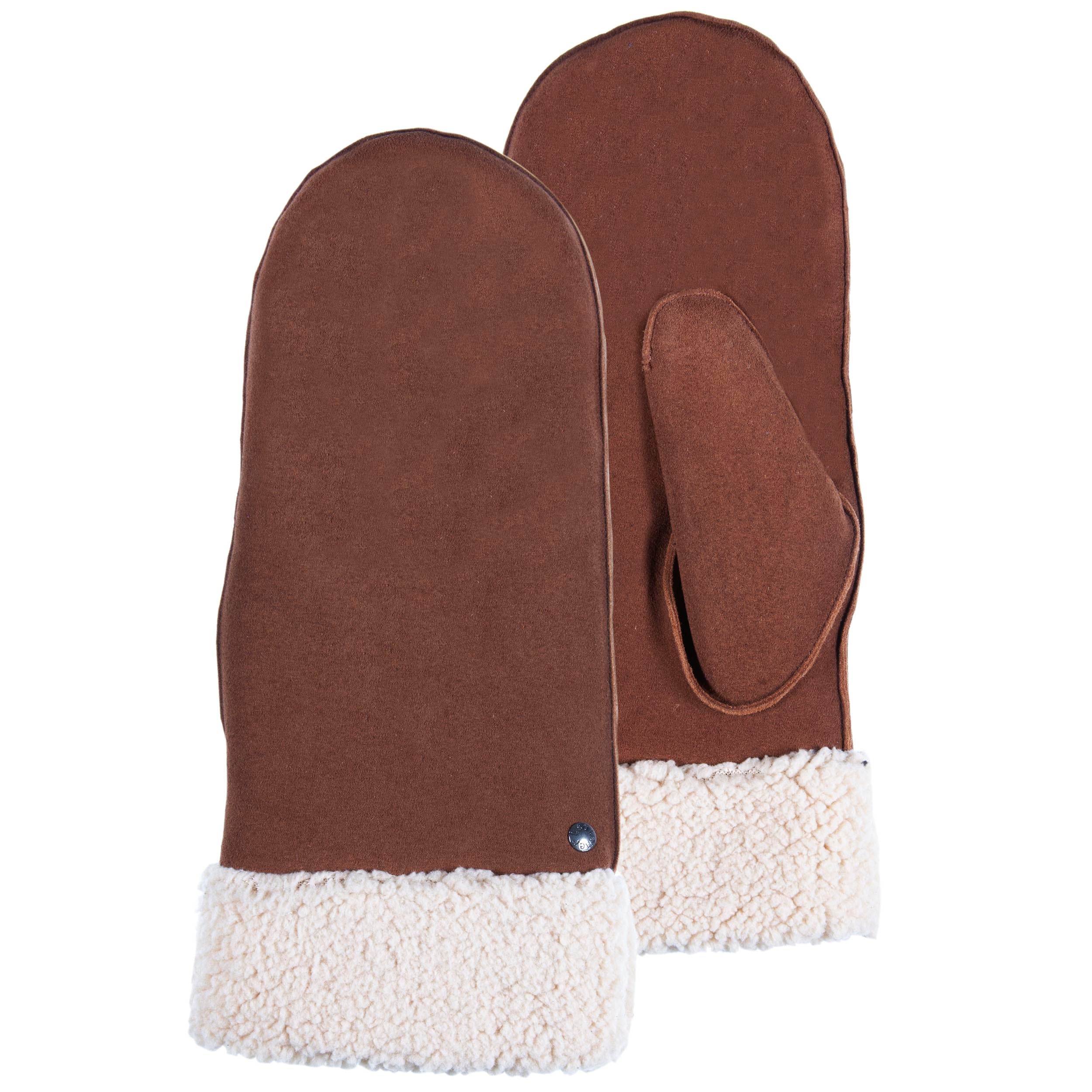 isotoner-moufles-femme-cuir-imitation-fourrure-cognac image 1