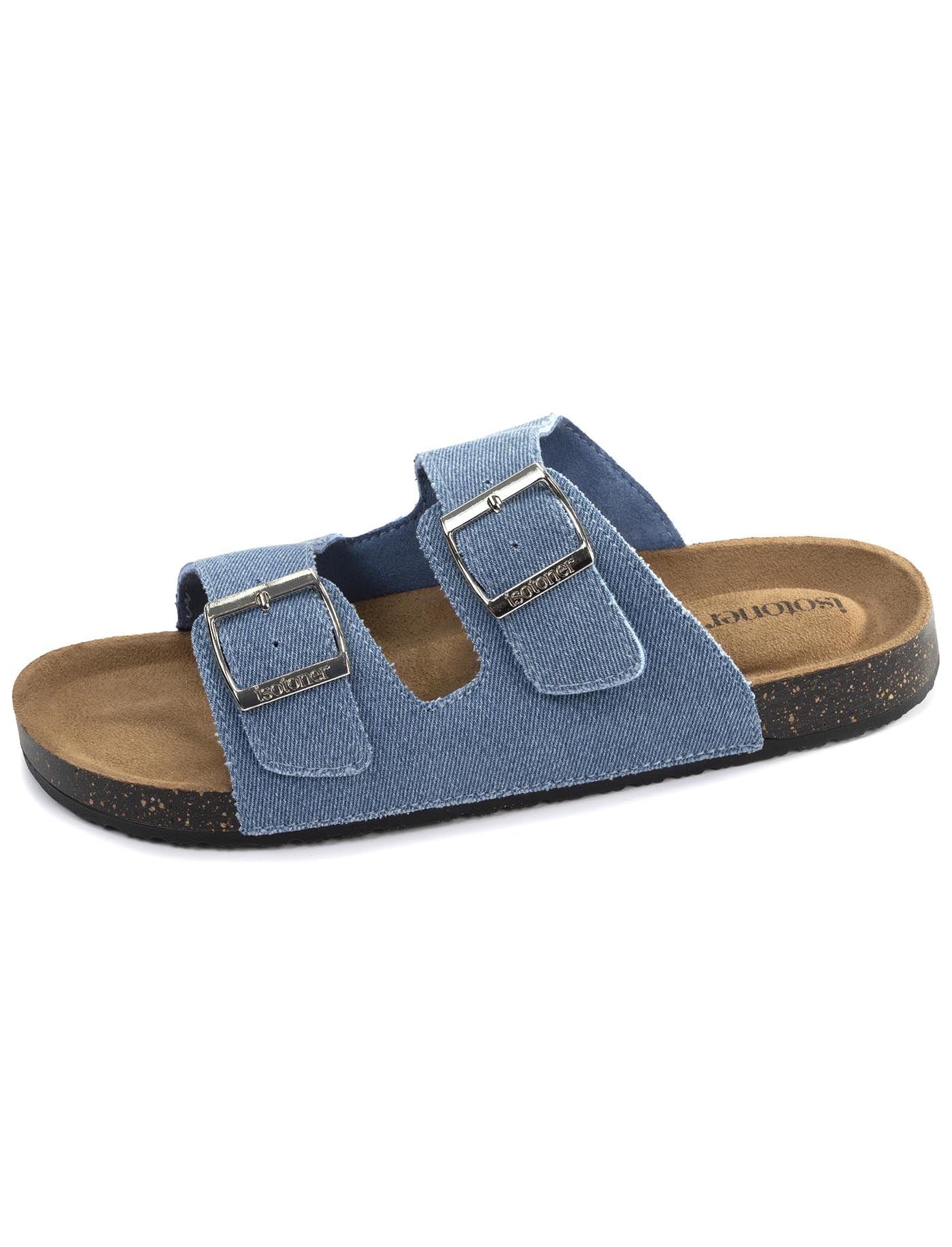 isotoner-mules-sandales-femme-double-bride-bleu image 6