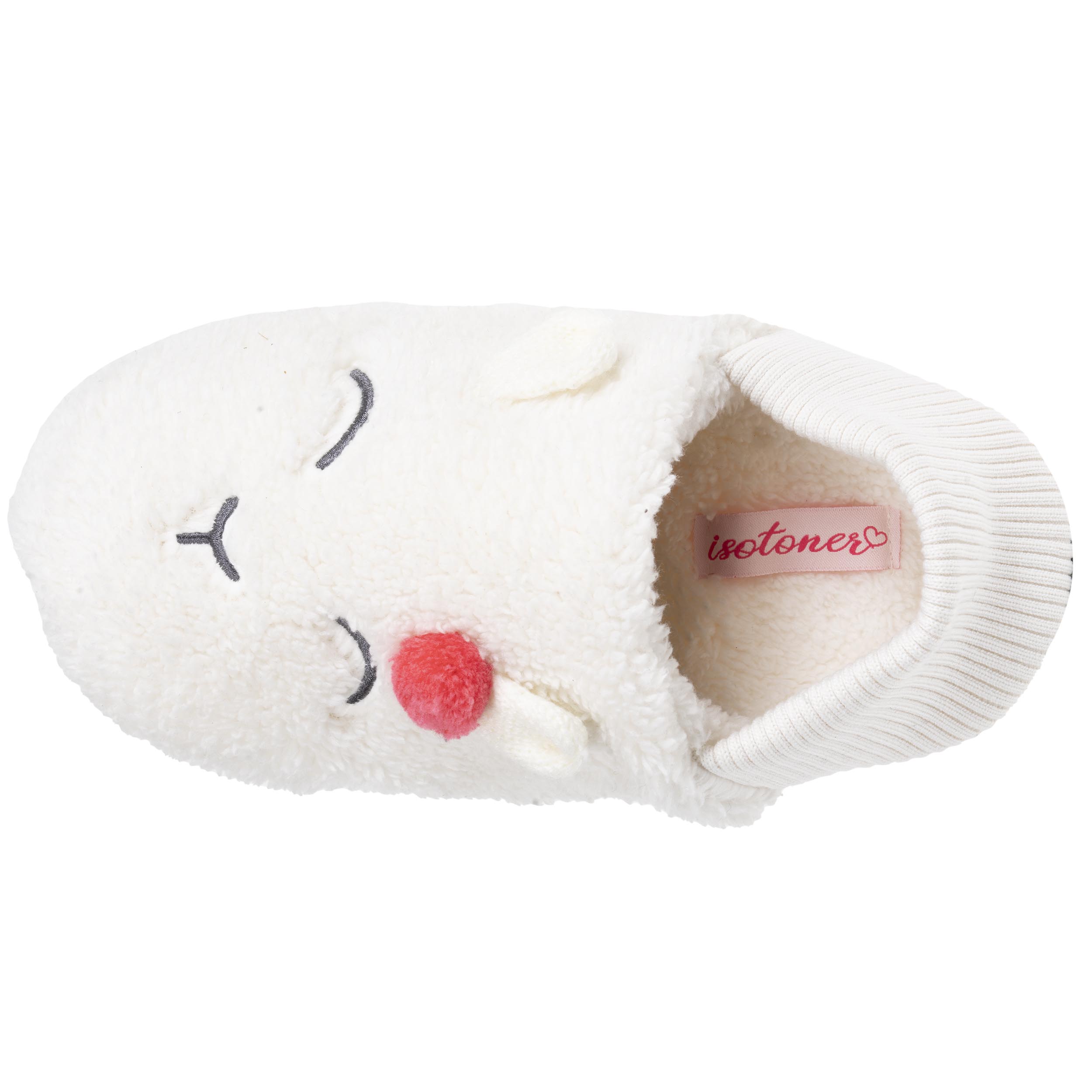 isotoner-chaussettes-slippers-femme-sherpa-lama-ivoire image 2