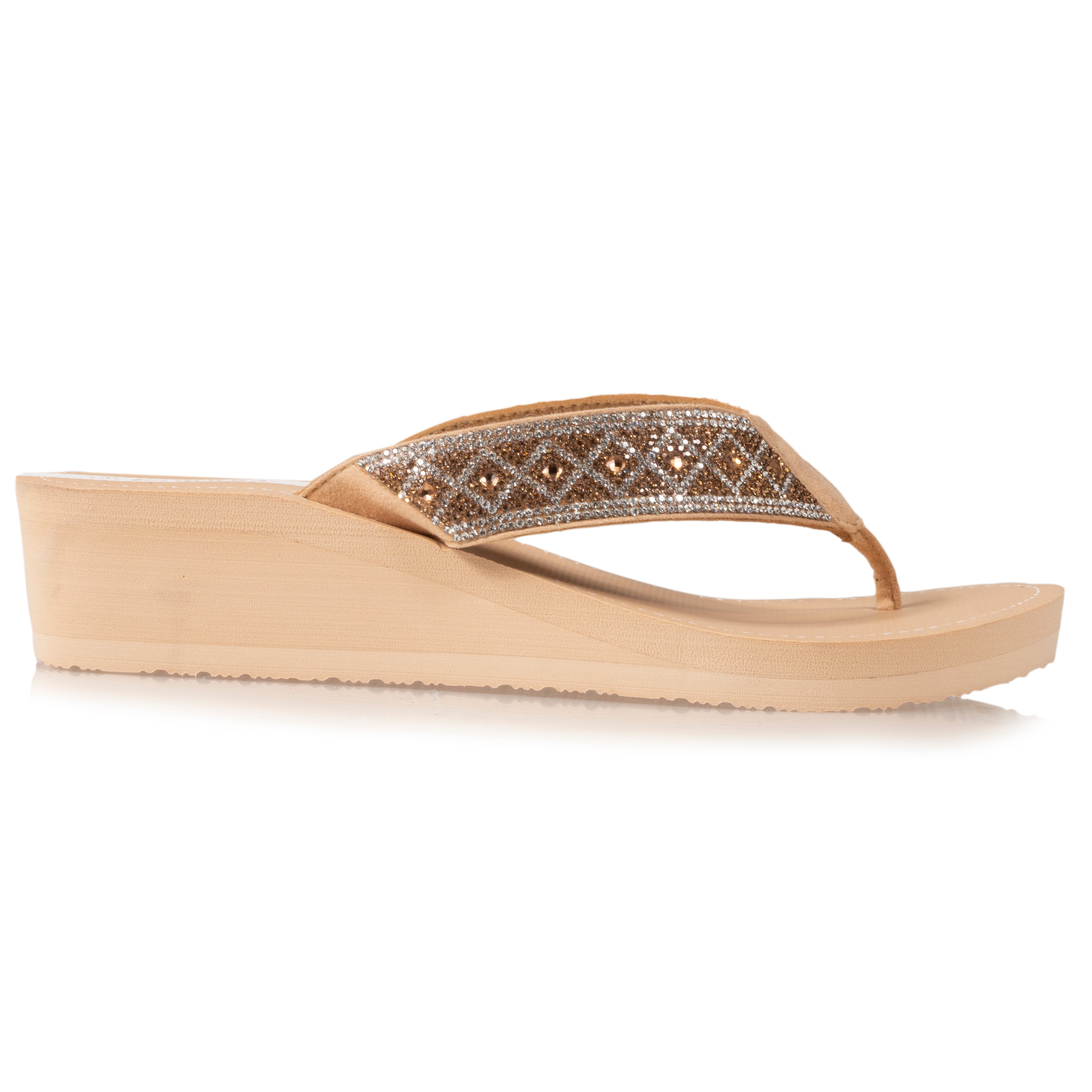 isotoner-tongs-femme-talon-paillettes-beige-4-cm image 8