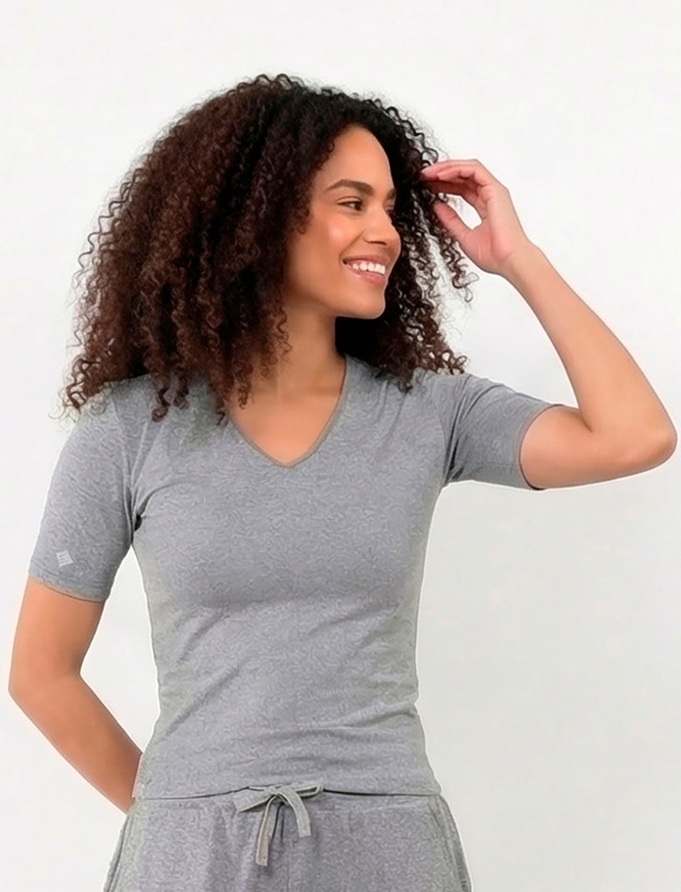 isotoner-t-shirt-manches-courtes-femme-gris-chin image 6