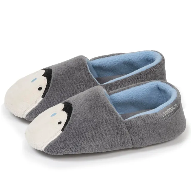 isotoner-chaussons-slippers-enfant-gris-pingouin-blanc image 1