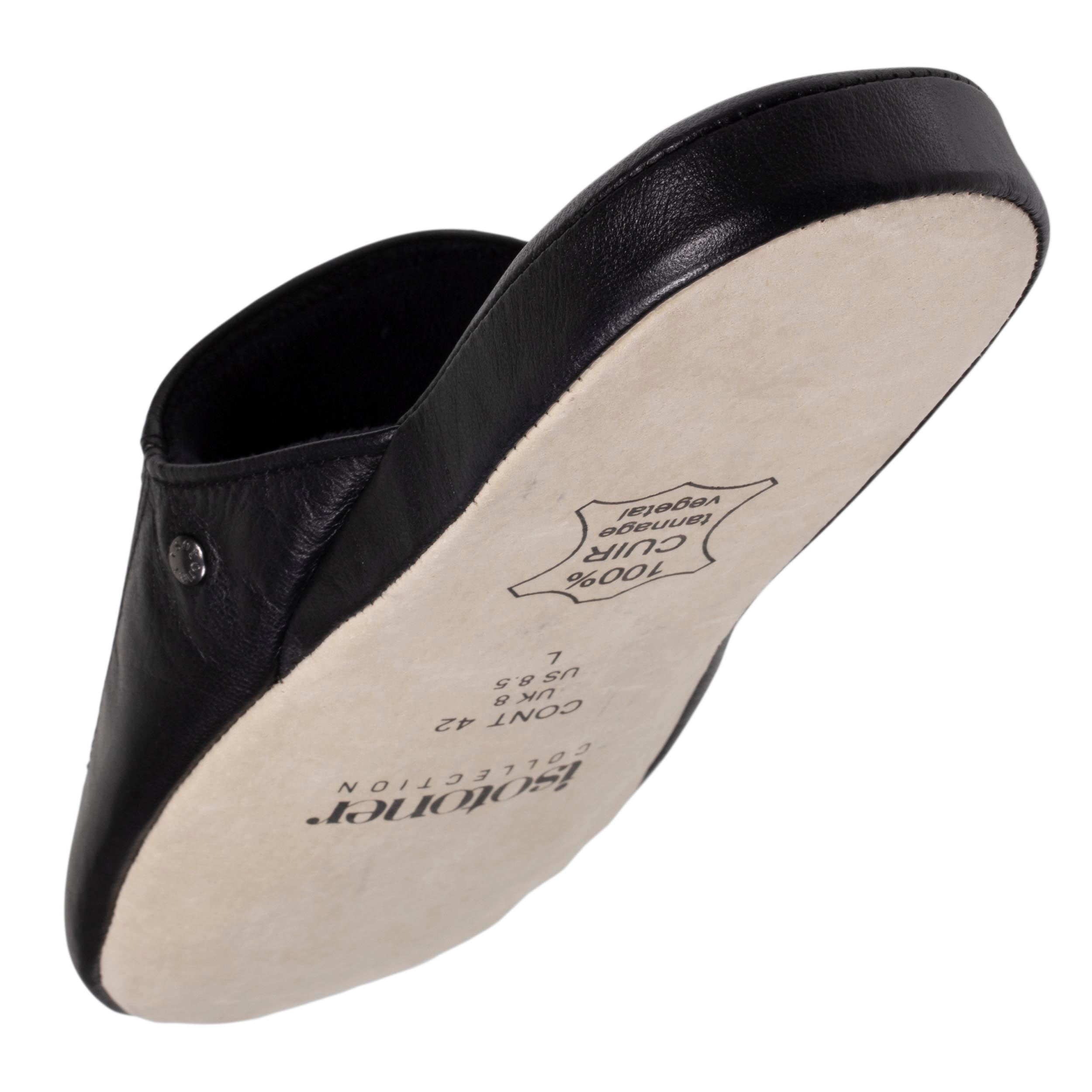 isotoner-chausson-mules-cuir-homme-noir image 8