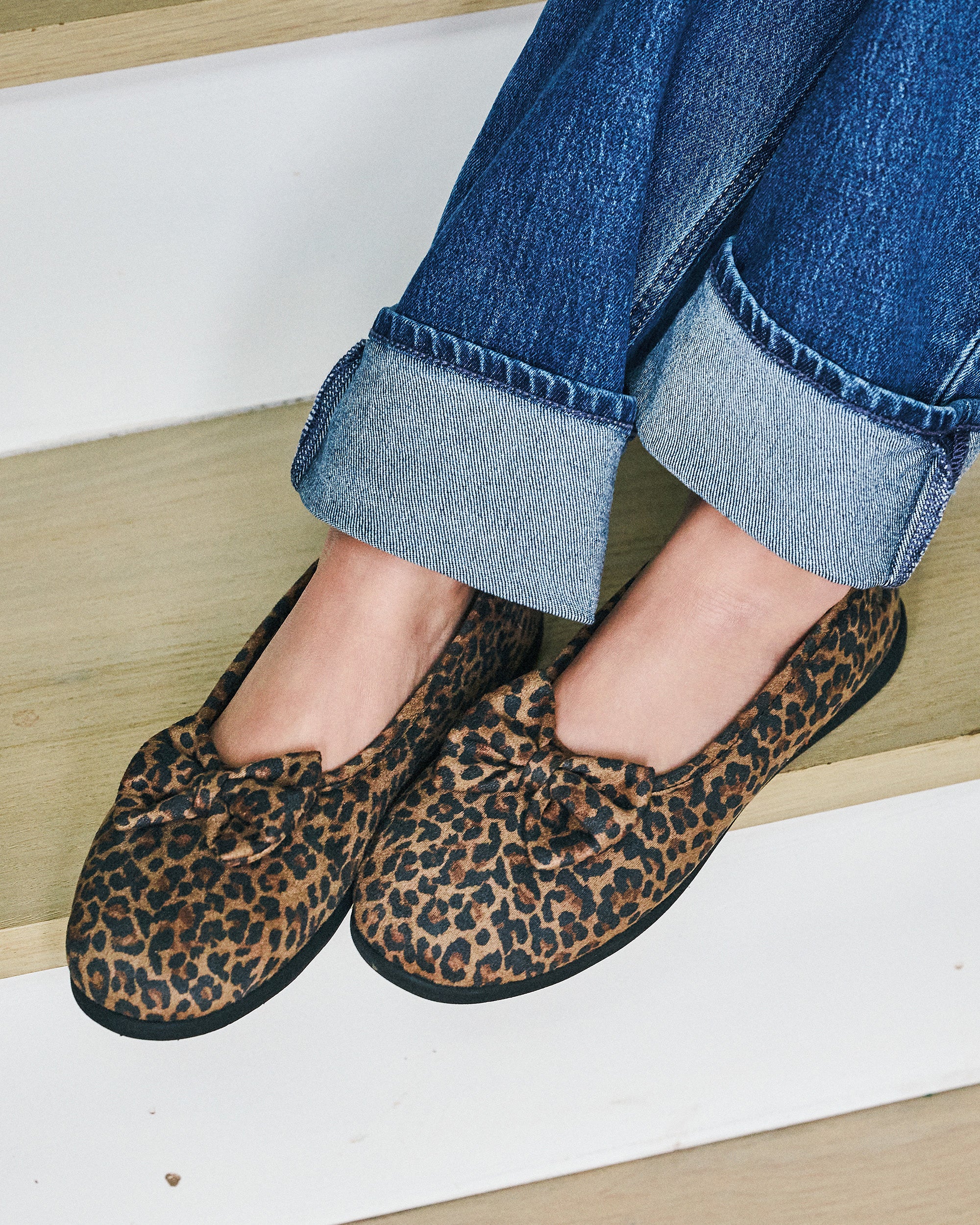 isotoner-chaussons-ballerines-femme-l-opard-fonc image 2