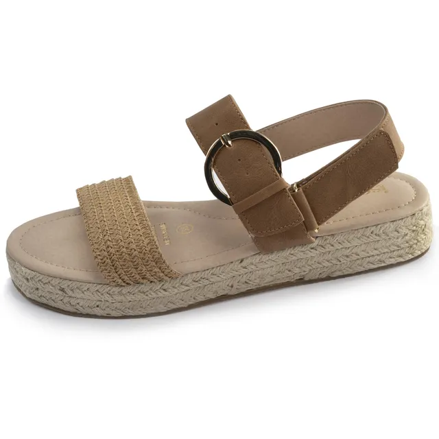 isotoner-sandales-femme-corde-tress-e-camel-m-moire-de-forme image 1