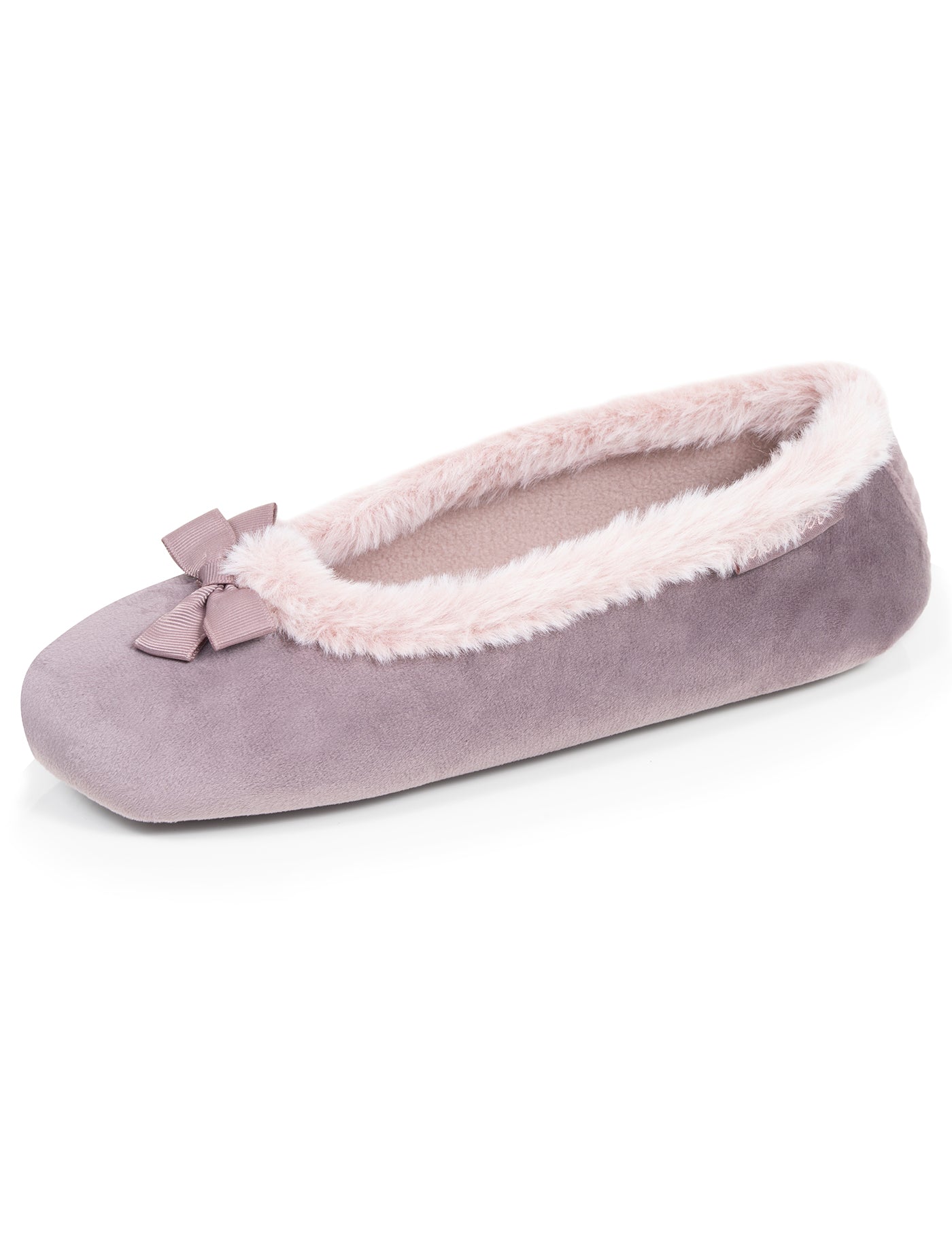isotoner-chaussons-ballerines-femme-microvelours-taupe image 6