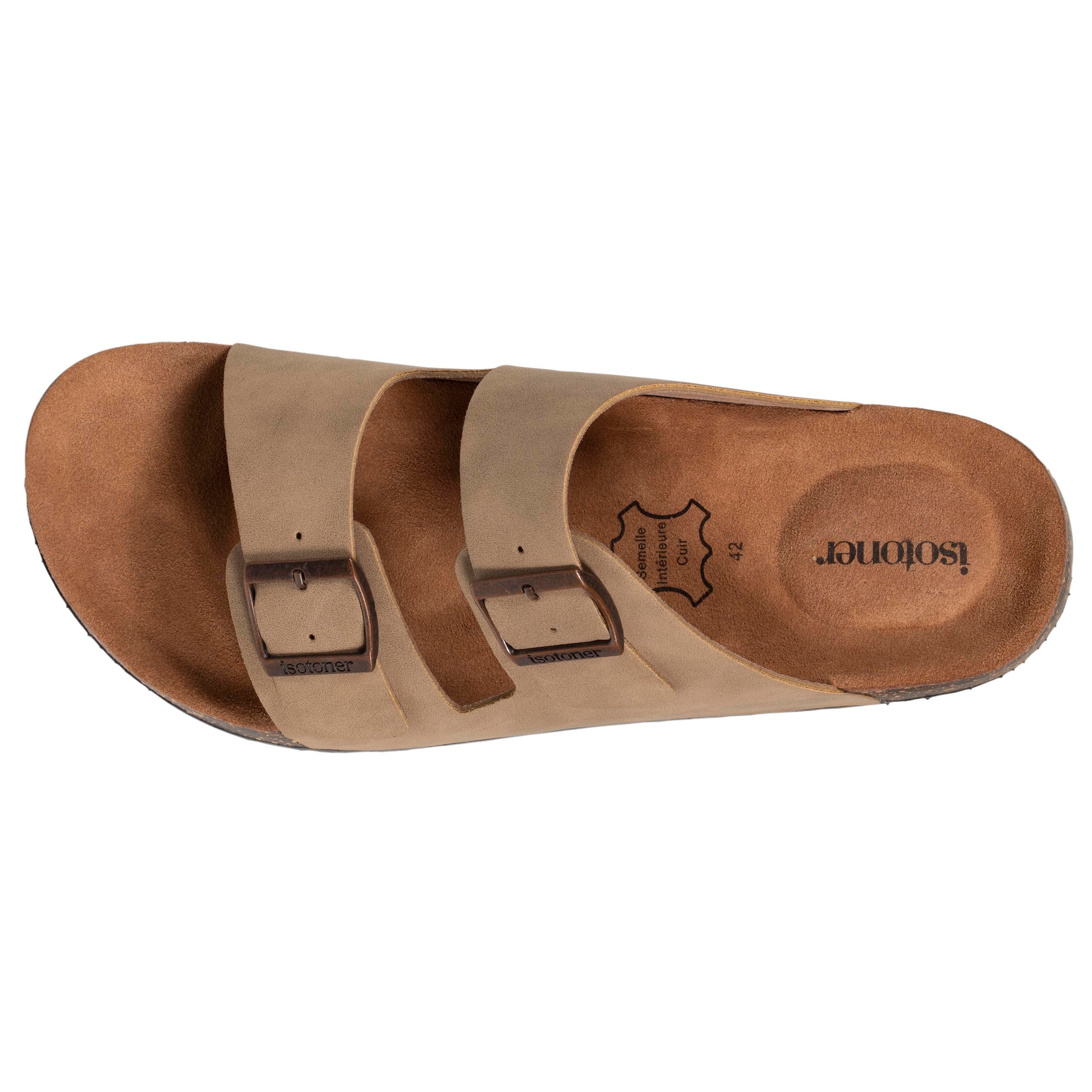 isotoner-mules-sandales-homme-double-bride-taupe image 3