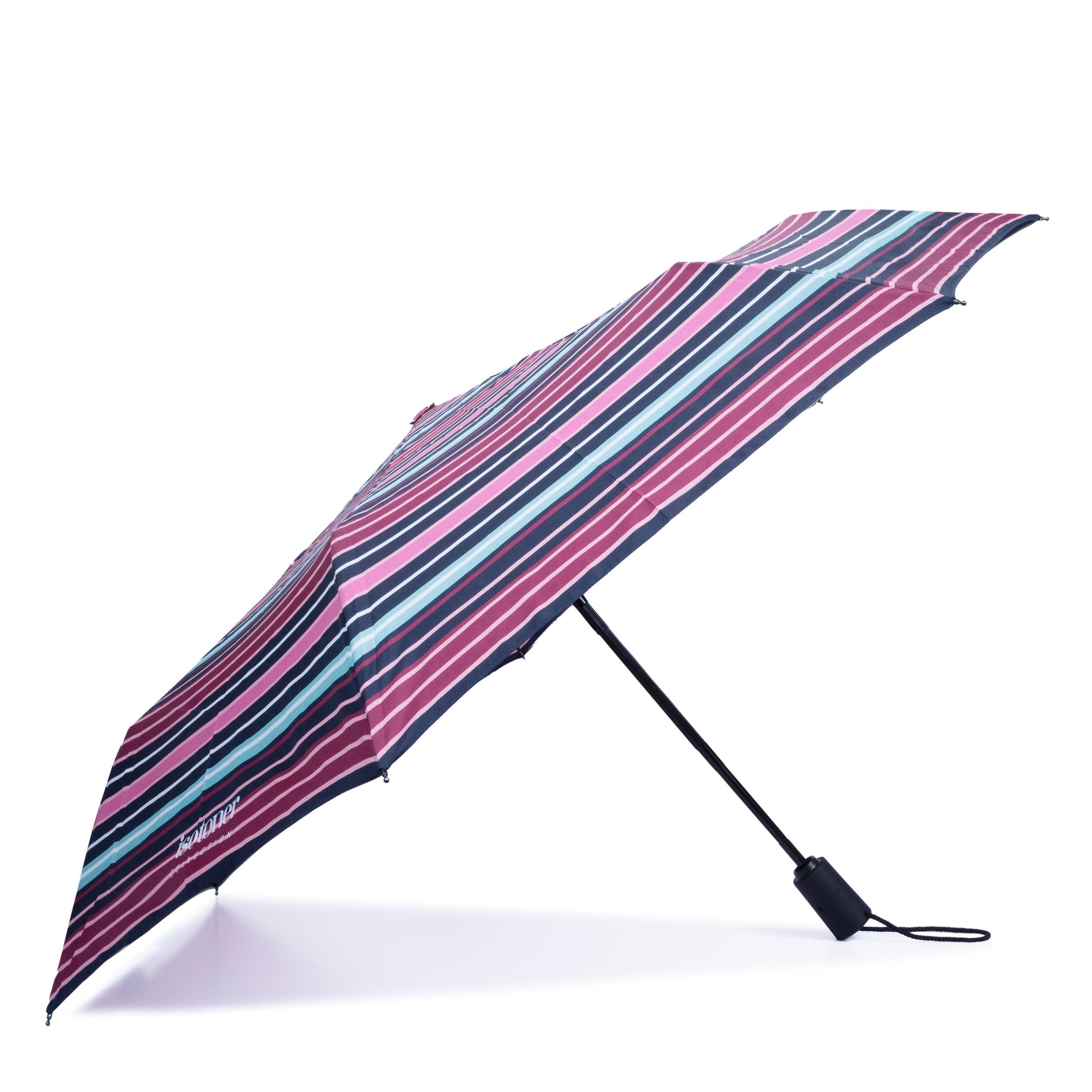 isotoner-parapluie-auto-rayures-blush-ultra-d-perlant image 2