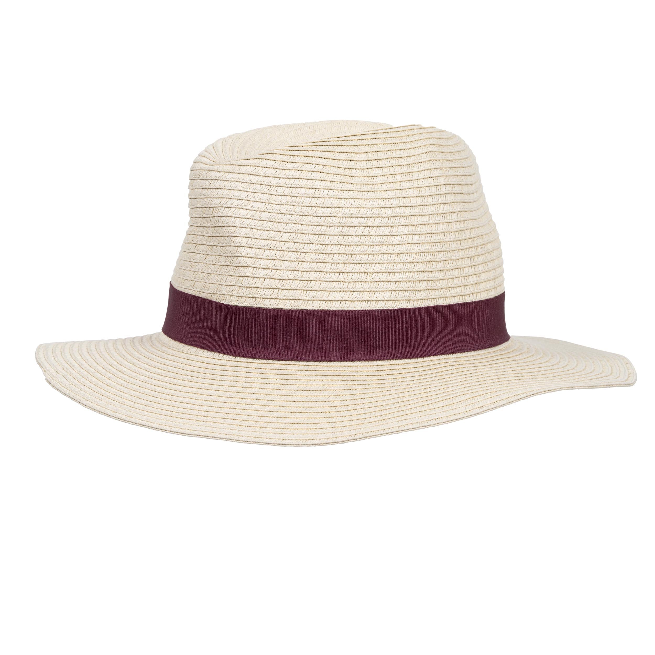 isotoner-chapeau-femme-fedora-paille-lien-bordeaux-52-58-cm image 2