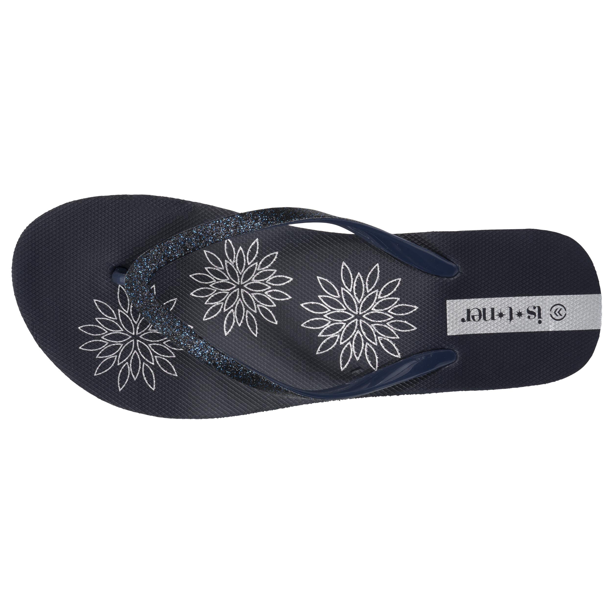 isotoner-tongs-femme-floral-talon-4-cm-marine image 3