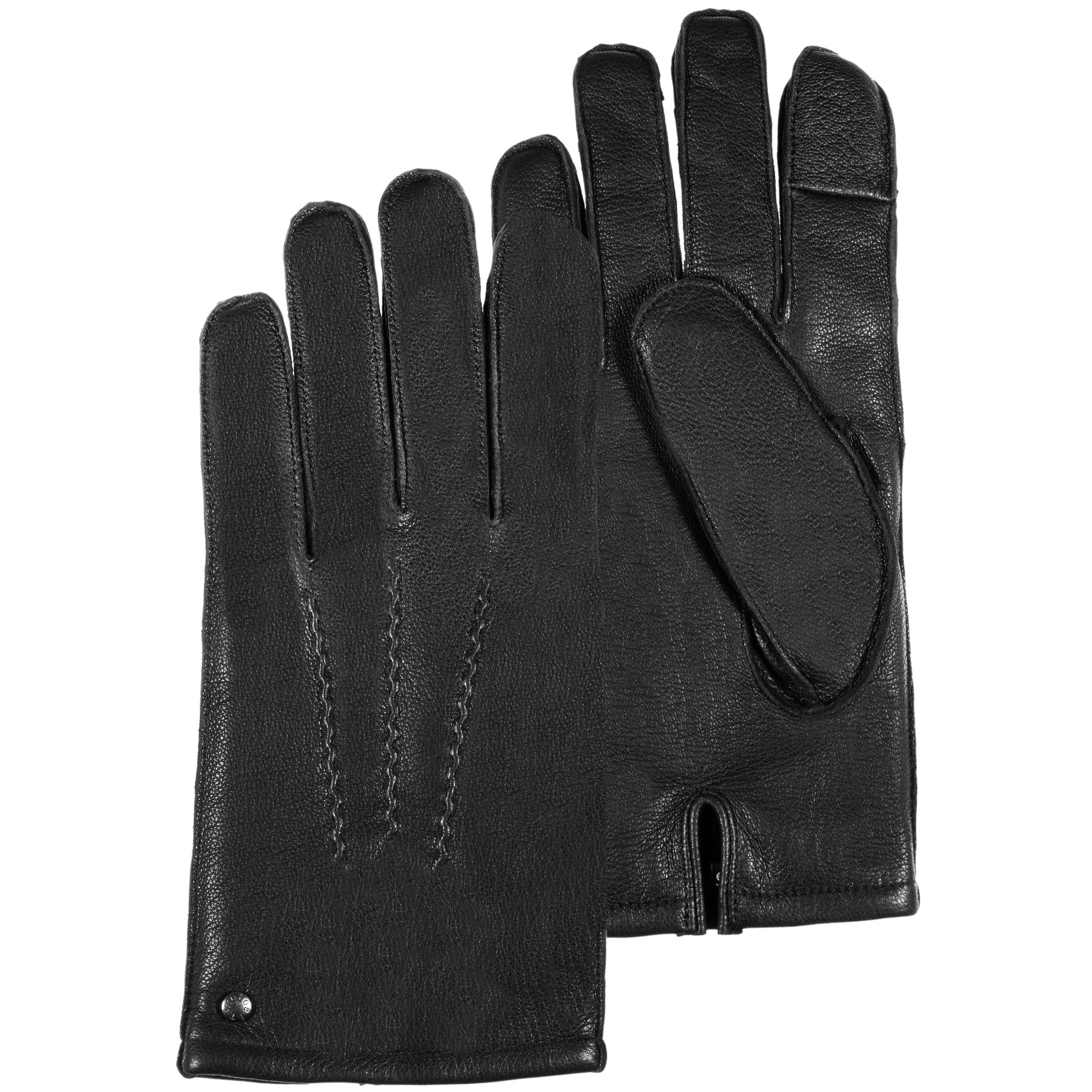 isotoner-gants-cuir-homme-noir-3-baguettes-tactiles image 1