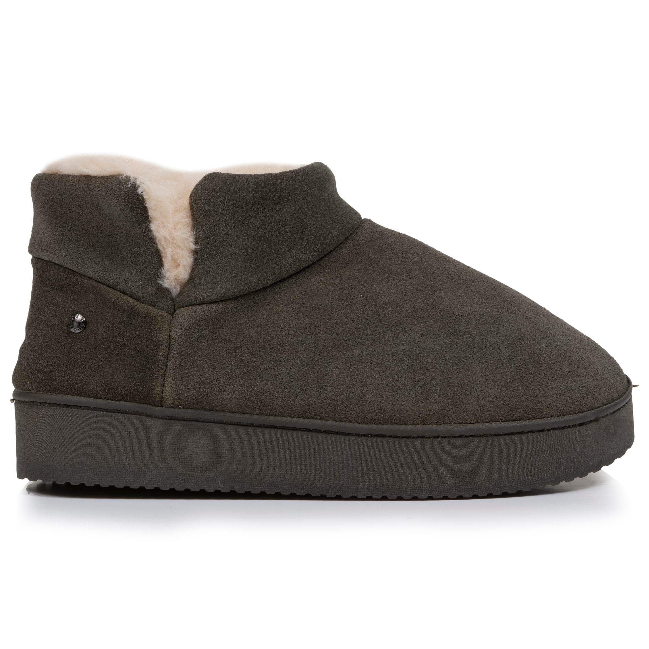 isotoner-chaussons-bottillons-cuir-femme-kaki image 8