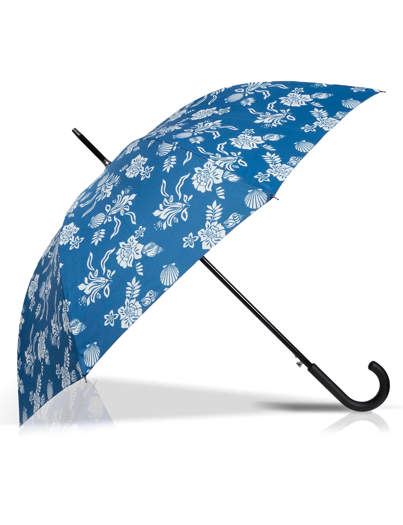 isotoner-parapluie-canne-auto-fleur-coquillage-bleu image 6