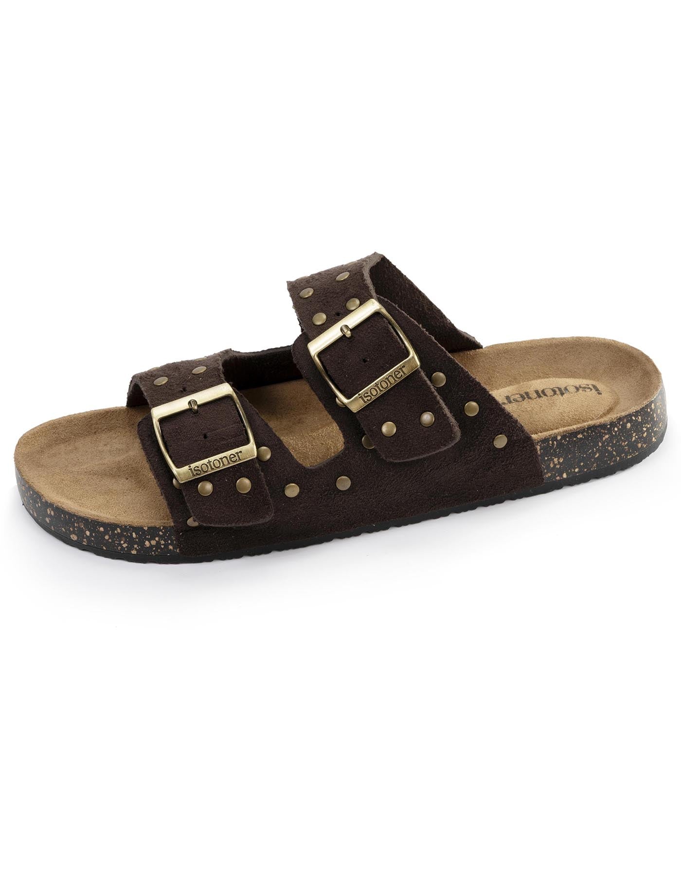 isotoner-mules-sandales-femme-double-bride-chocolat image 6