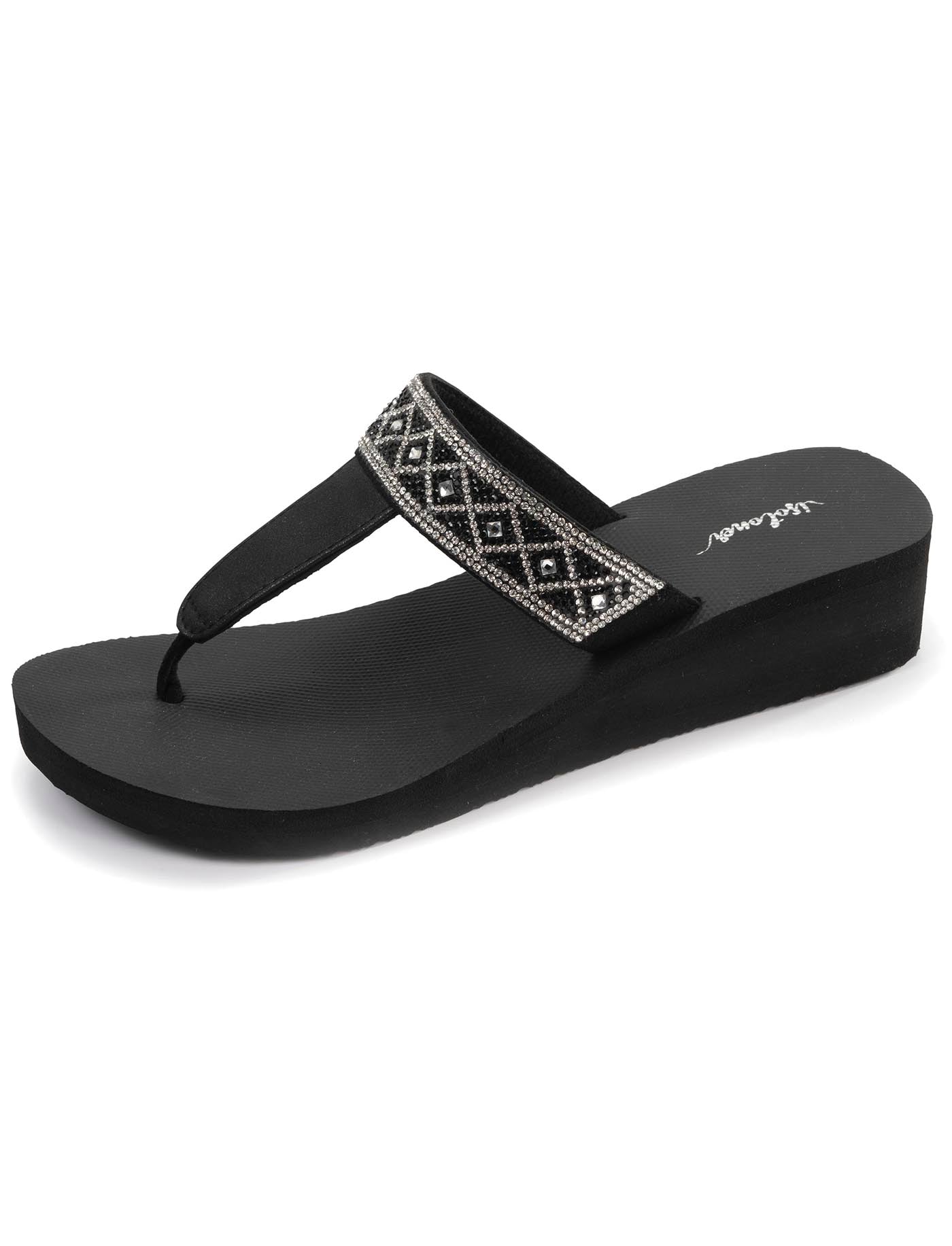 isotoner-tongs-femme-tige-large-strass-talon-4-cm-noir image 6
