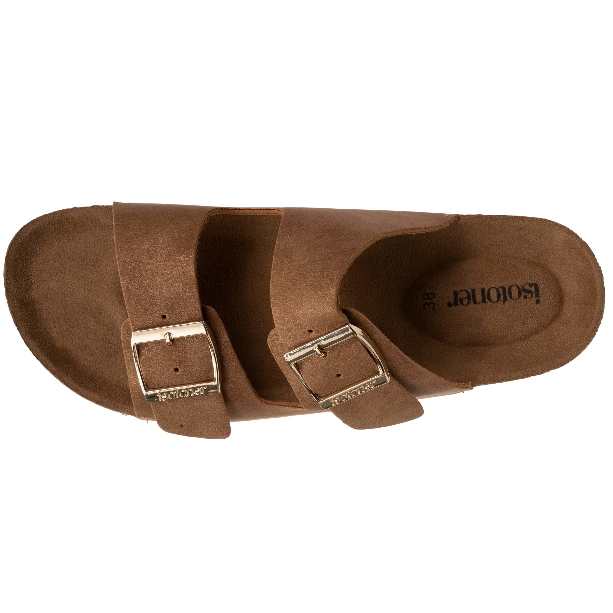 isotoner-mules-sandales-femme-double-bride-camel-confort image 3