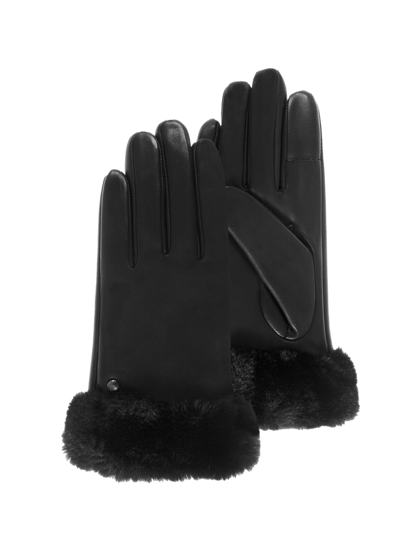 isotoner-gants-femme-cuir-bord-fourrure-noir-tactile image 6