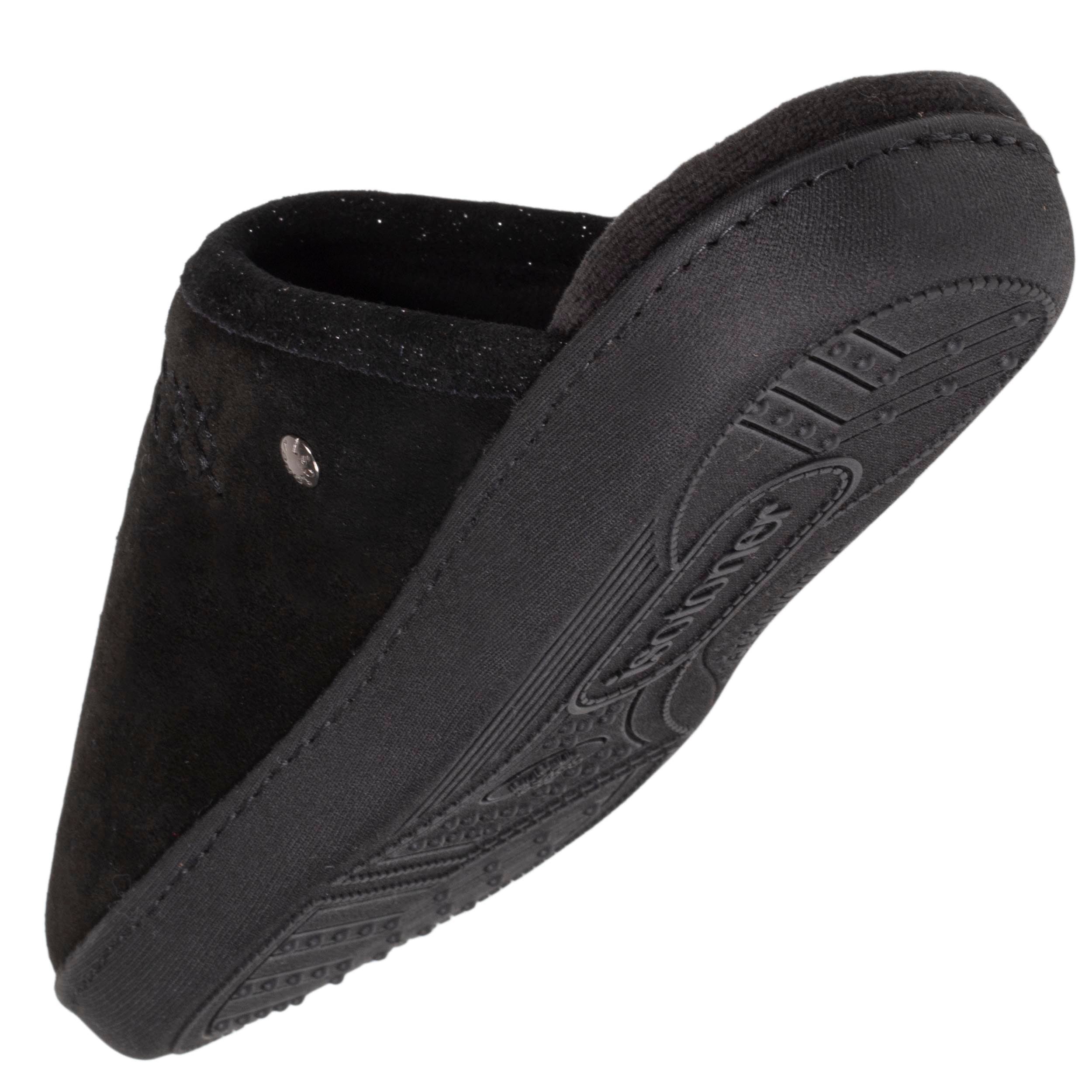 isotoner-chaussons-mules-cuir-femme-noir image 5