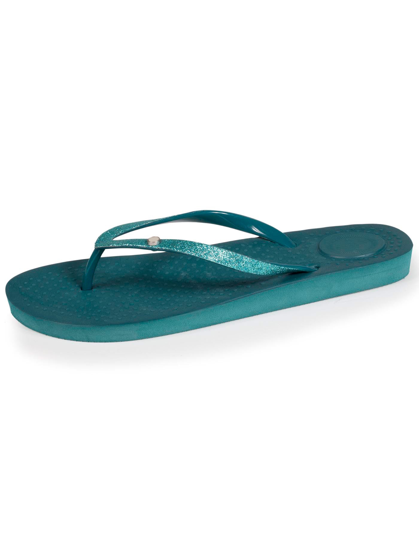 isotoner-tongs-femme-unie-vert-canard-everywear-paillet-e image 6
