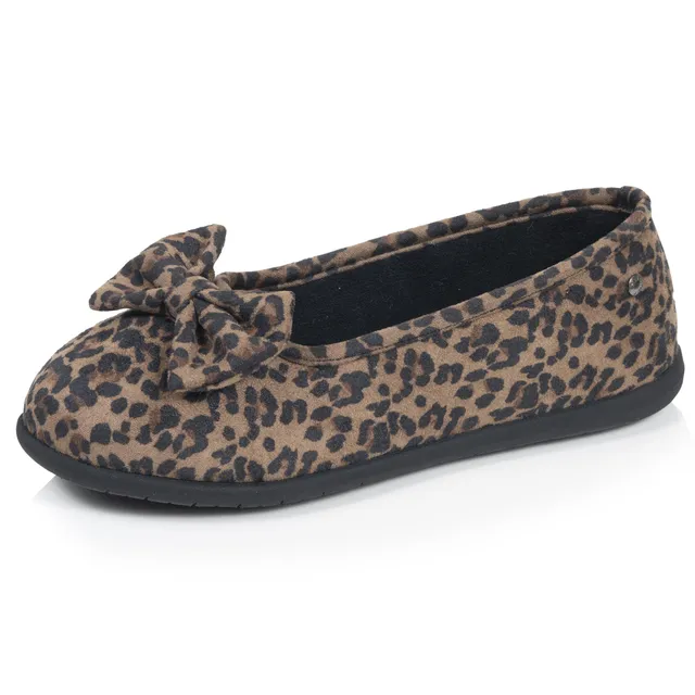 isotoner-chaussons-ballerines-femme-l-opard-fonc image 1