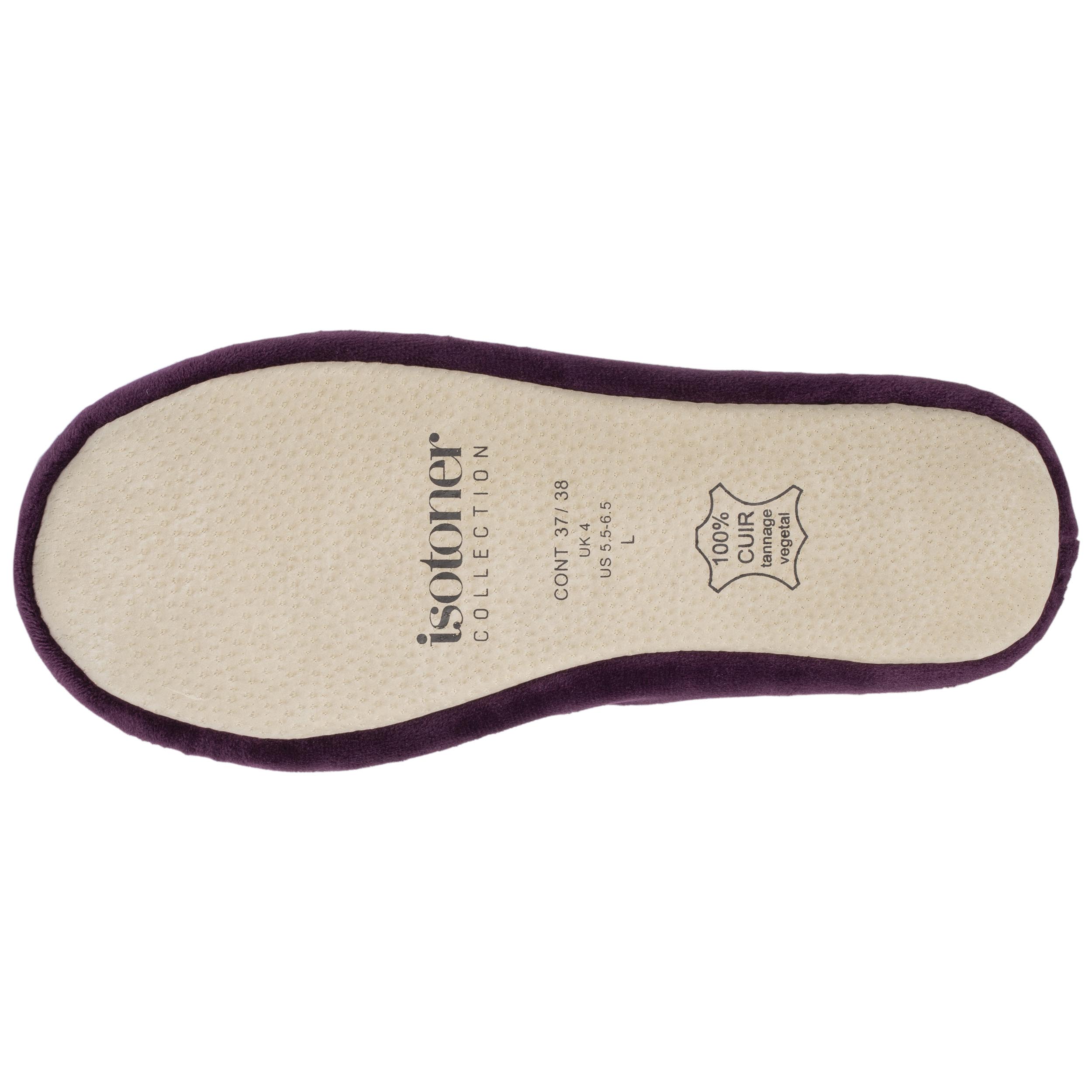 isotoner-chaussons-ballerines-femme-n-ud-aubergine image 4