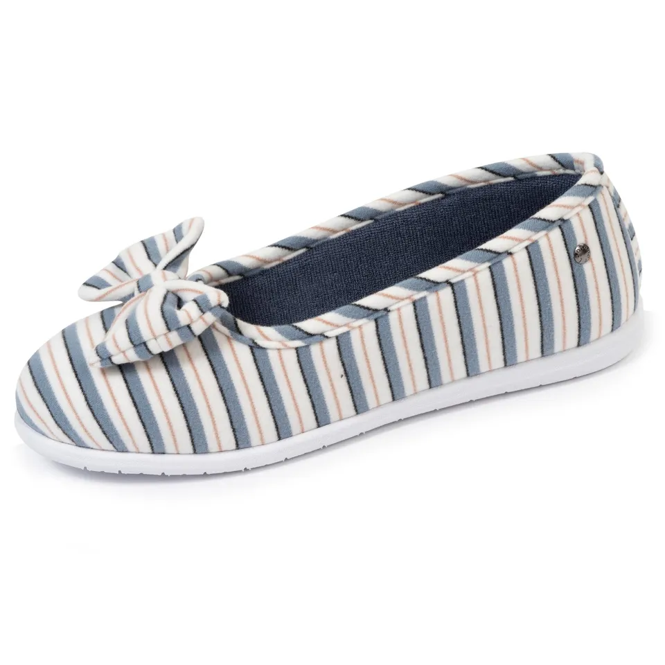 isotoner-chaussons-ballerines-femme-rayure-marini-re image 1