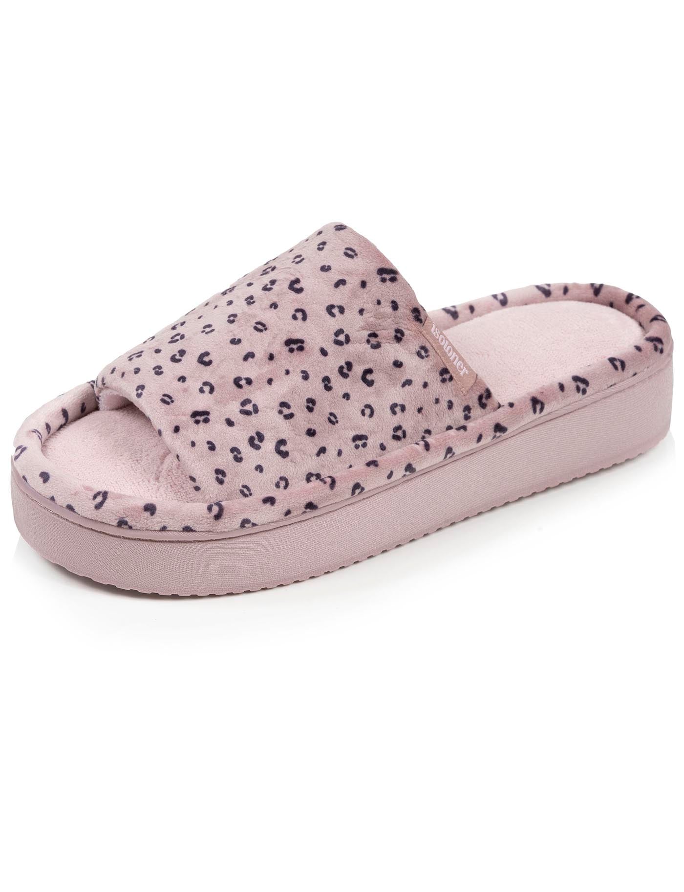 isotoner-chaussons-sandales-plateforme-femme-l-opard-rose image 6