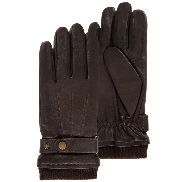 isotoner-gants-homme-cuir-patte-resserrage-marron image 1
