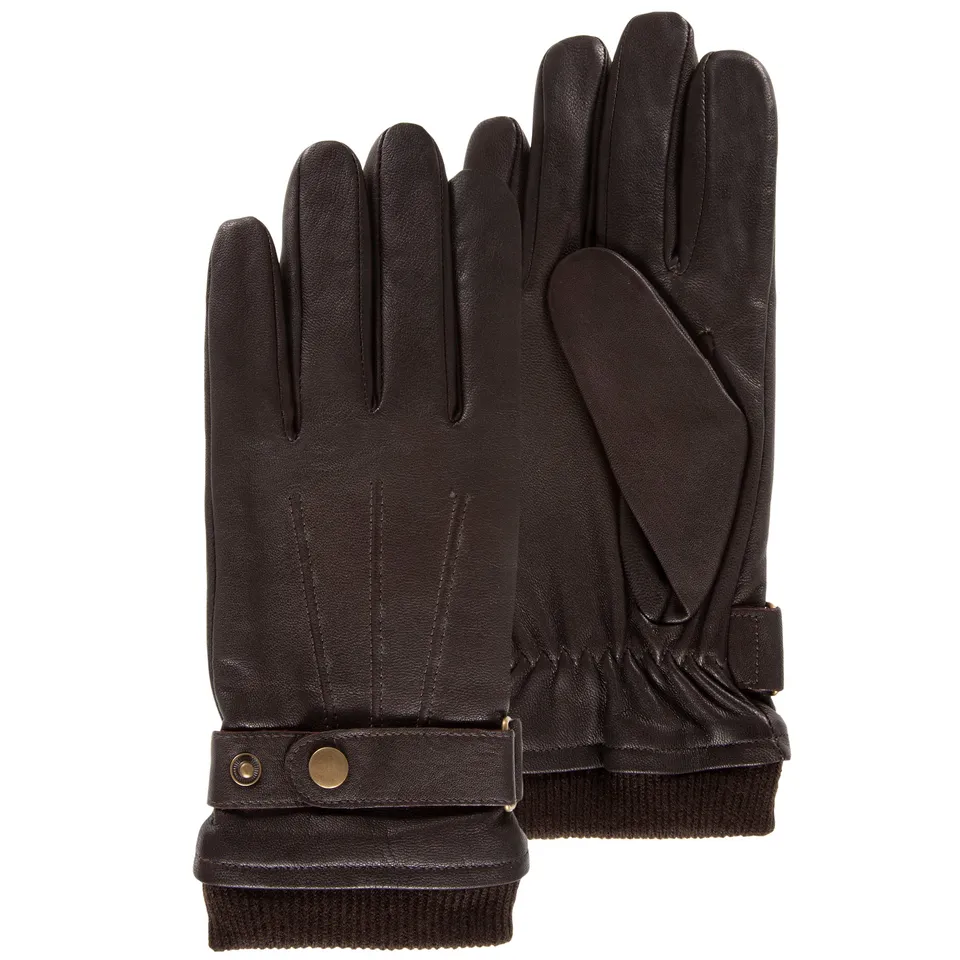 isotoner-gants-homme-cuir-patte-resserrage-marron image 1