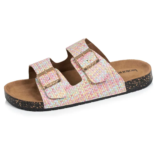 isotoner-mules-sandales-femme-double-bride-multicore image 1