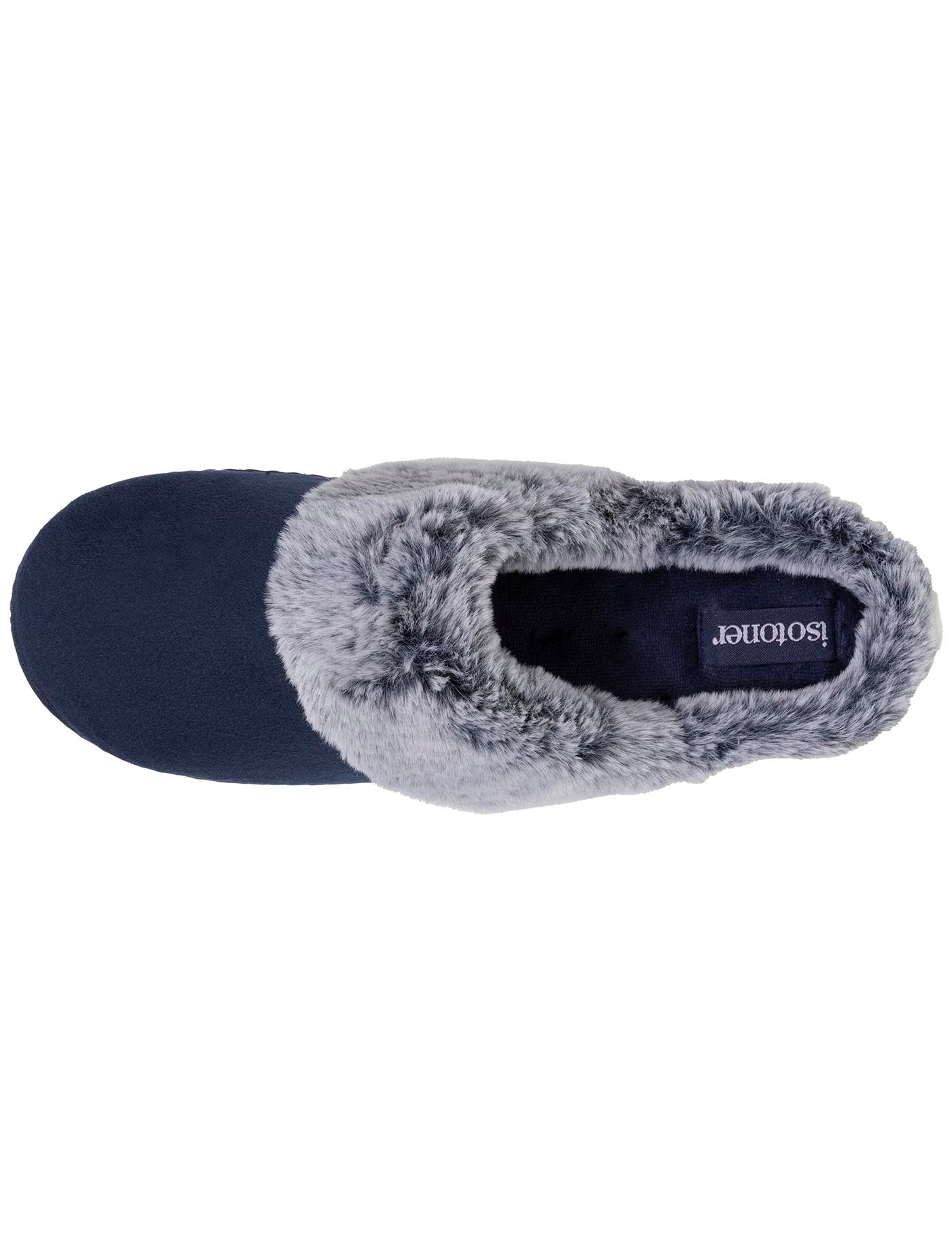 isotoner-chaussons-mules-femme-bord-fourr-marine image 7
