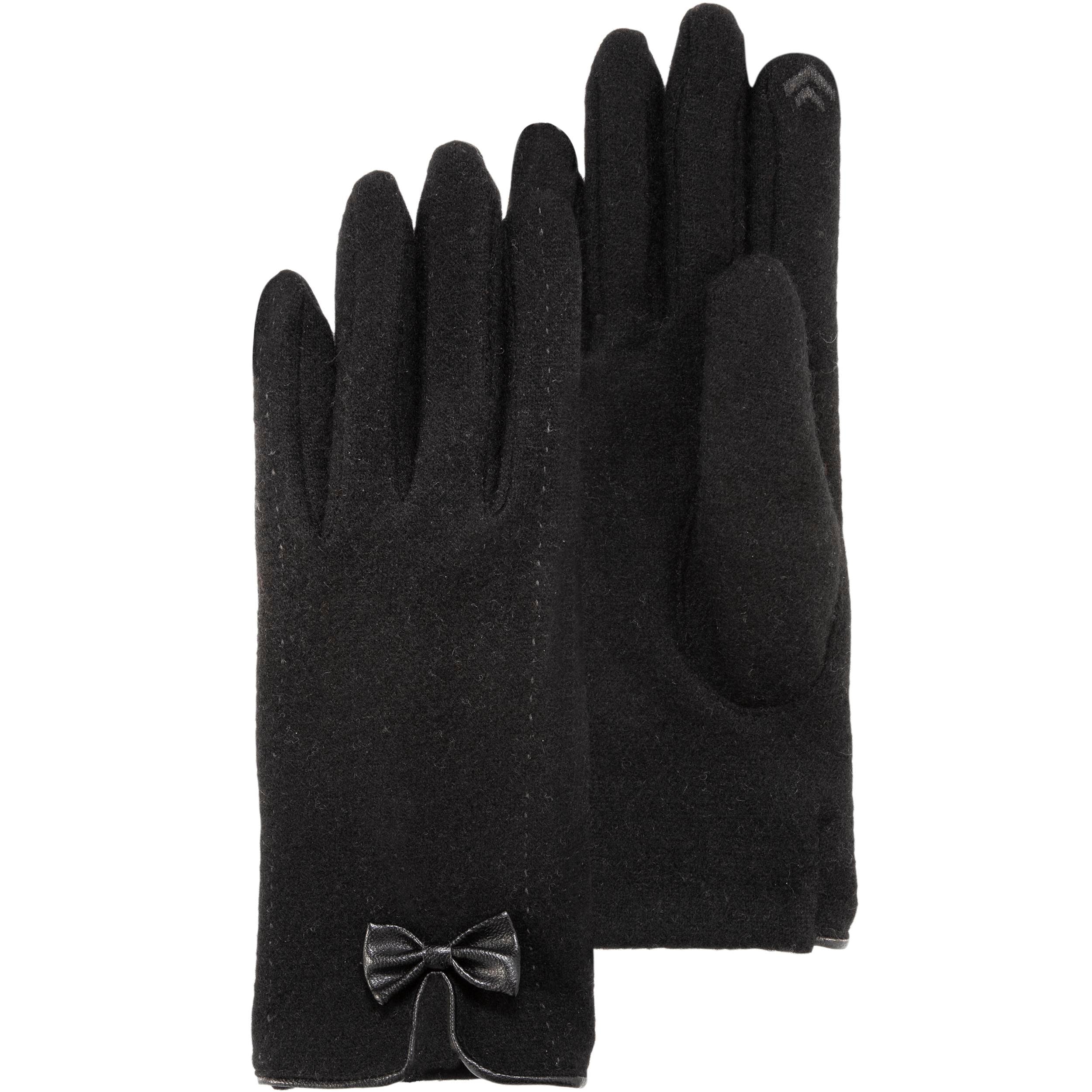 isotoner-gants-femme-tactiles-n-ud-noir-smartouch image 1