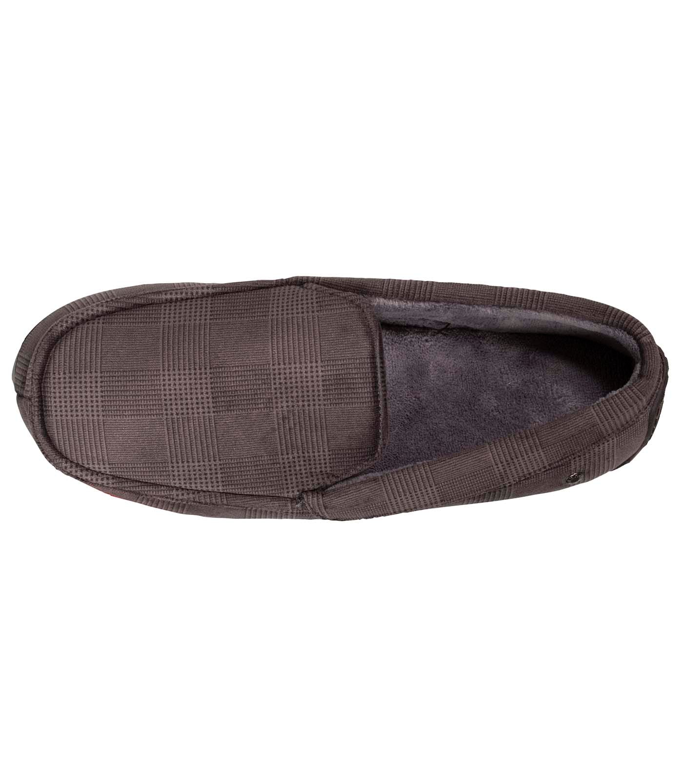 isotoner-chaussons-mocassins-homme-gris-carreaux-velours image 7