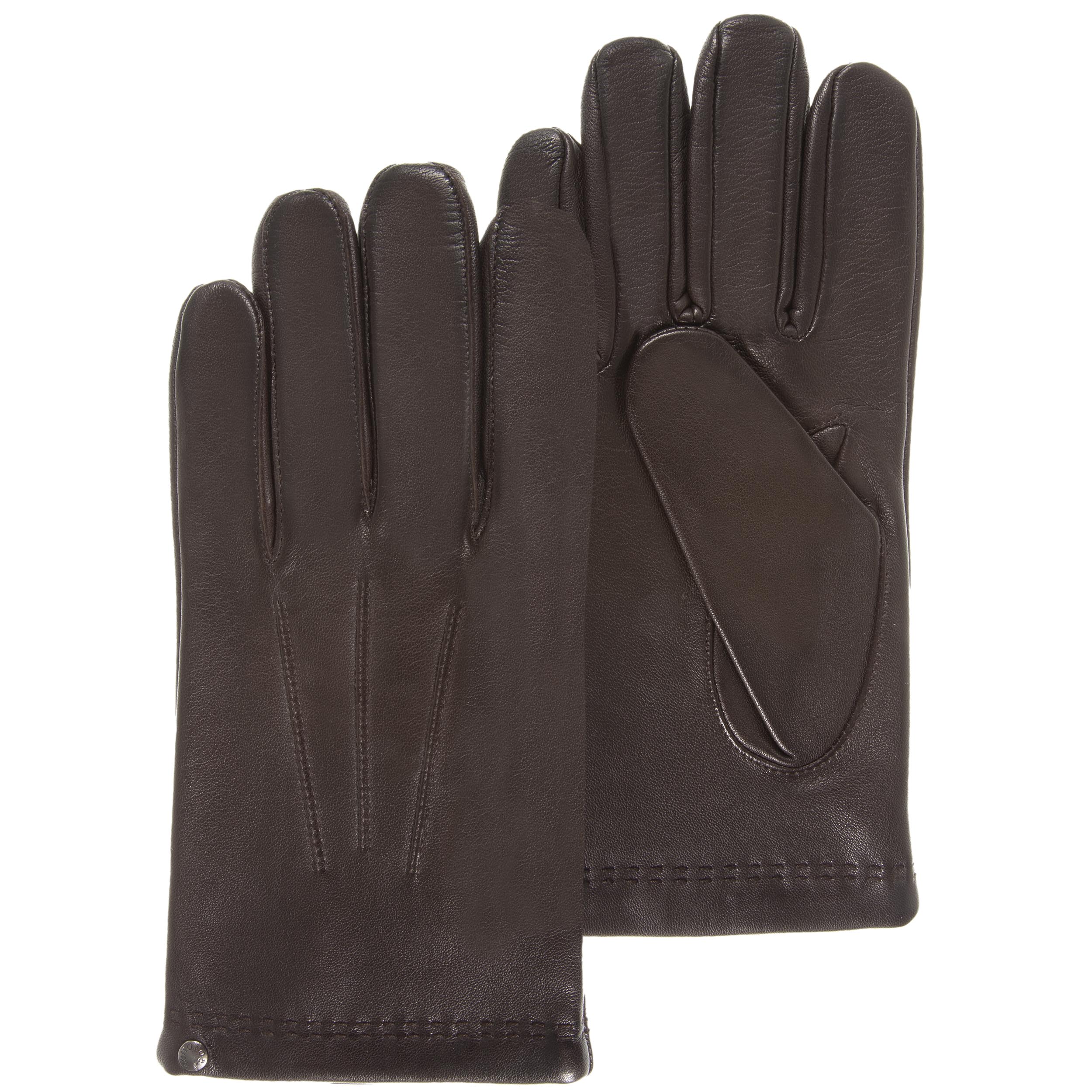 isotoner-gants-homme-cuir-cachemire-soie-marron image 1
