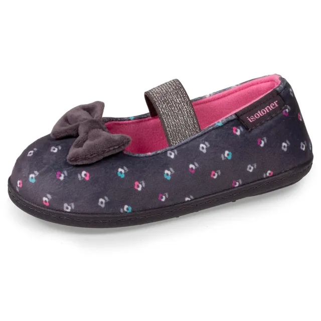 isotoner-chaussons-ballerines-enfant-fleurs-fille image 1