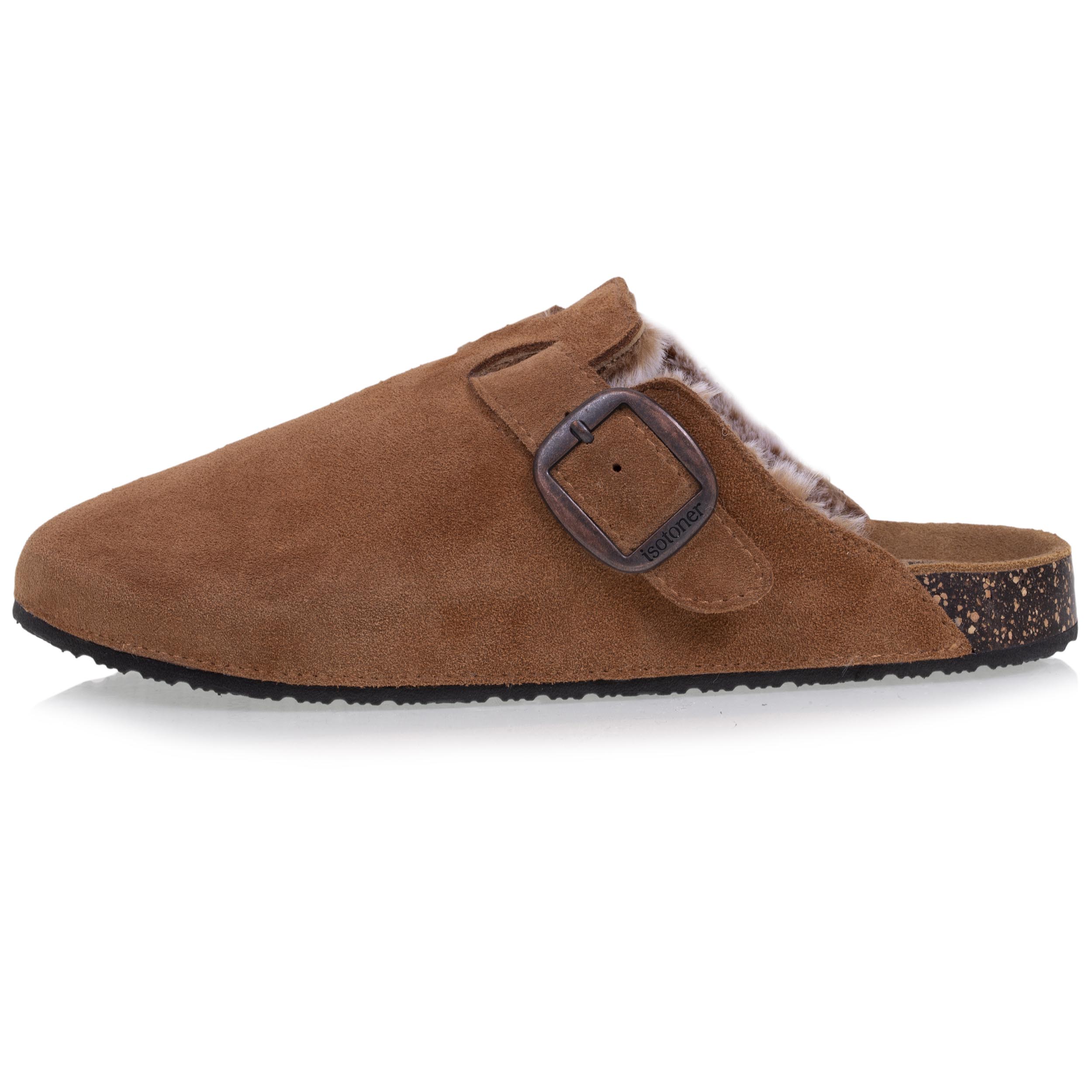isotoner-sabots-fourr-s-cuir-femme-camel image 4