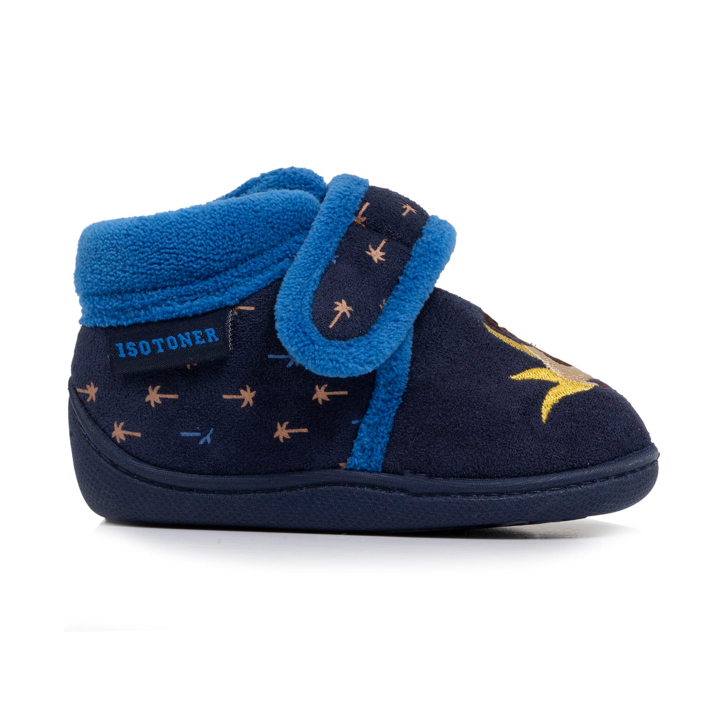 isotoner-chaussons-bottillons-scratch-enfant-marine-lion-palmier image 8