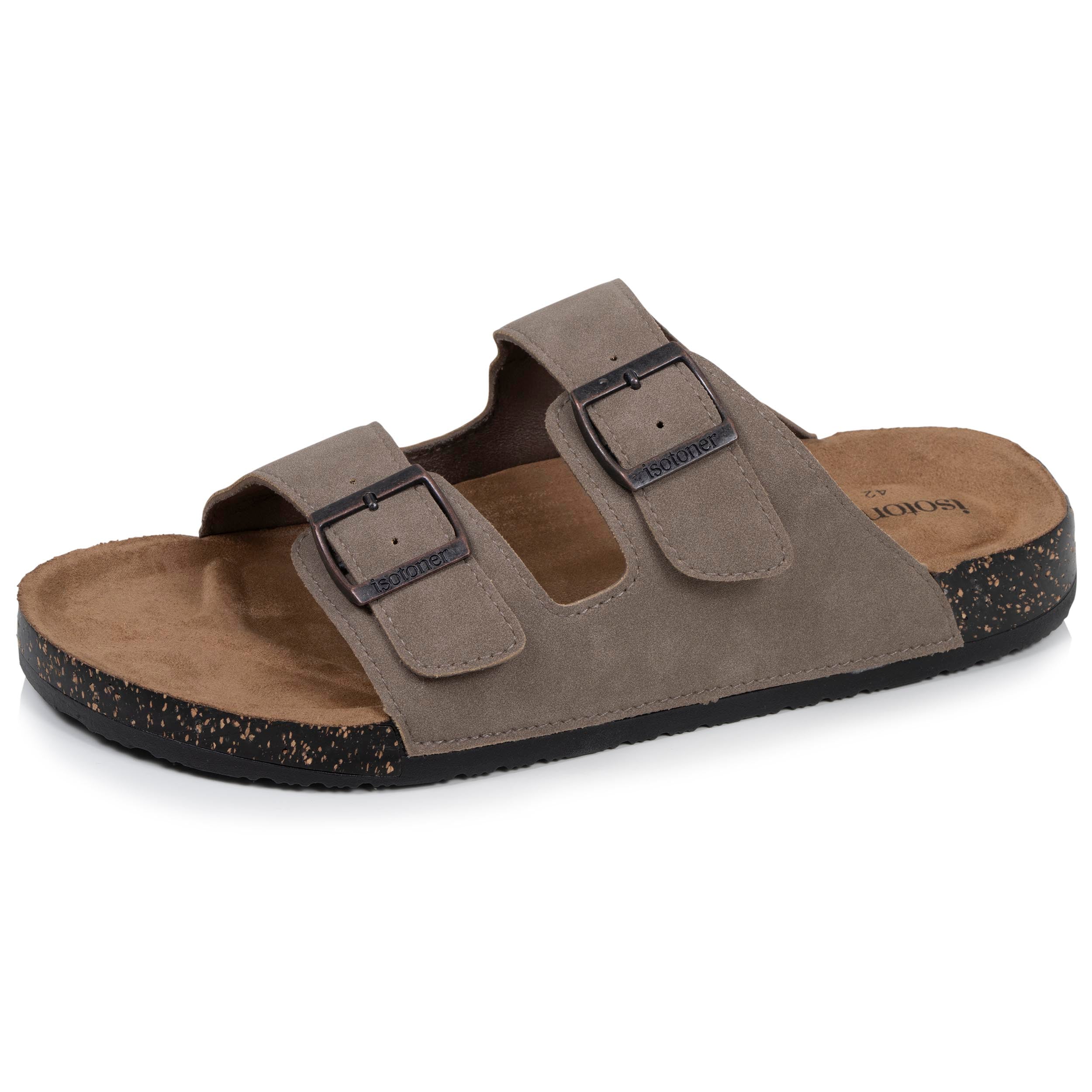 isotoner-mules-sandales-homme-double-bride-taupe-xtra-flex image 1