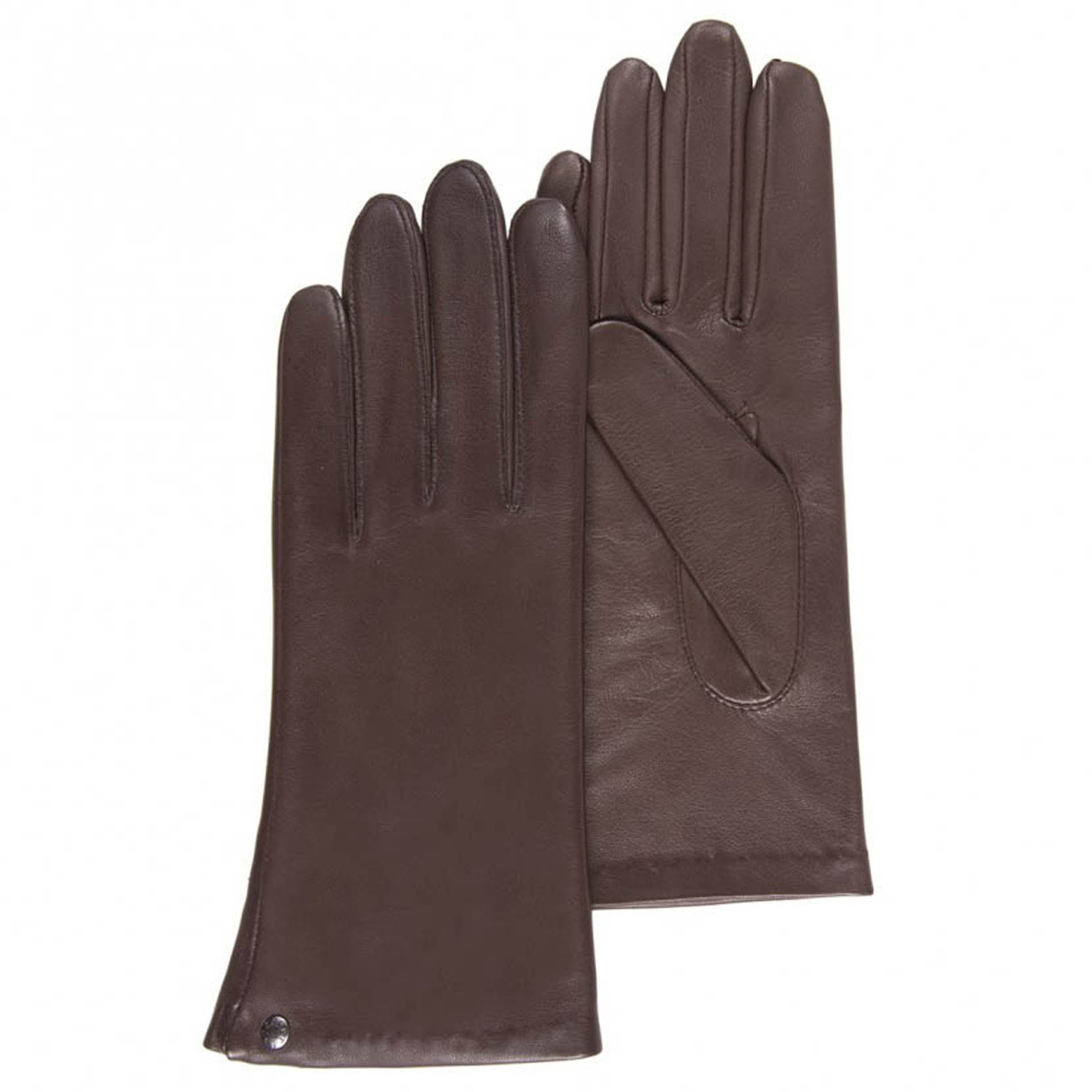 isotoner-gants-femme-cuir-doubl-soie-marron image 1