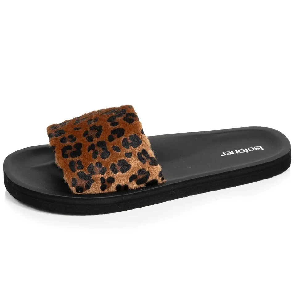 isotoner-mules-femme-moul-es-l-opard-noir image 1