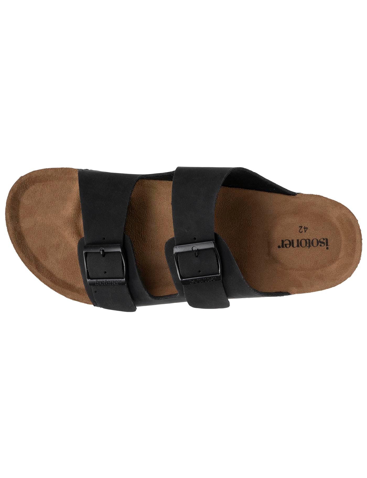 isotoner-mules-sandales-homme-double-bride-cuir-noir image 7